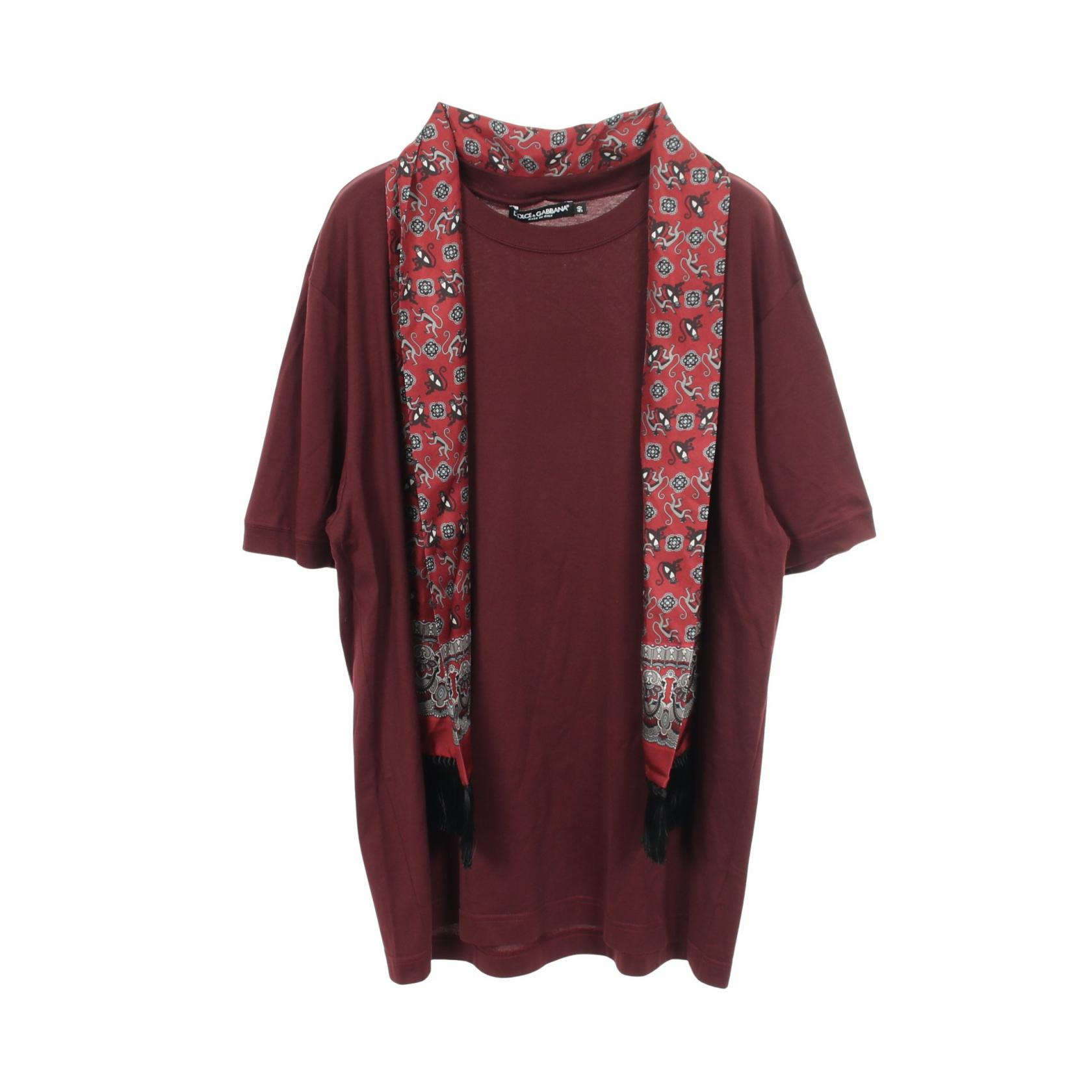 ≪10%OFFクーポン 7/19 20時~7/26 9:59≫ドルチェアンドガッバーナ DOLCE & GABBANA クルーネック 半袖Tシャツ 衣料品 トップス コットン メンズ ボルドー系 【中古】|Mike Museum