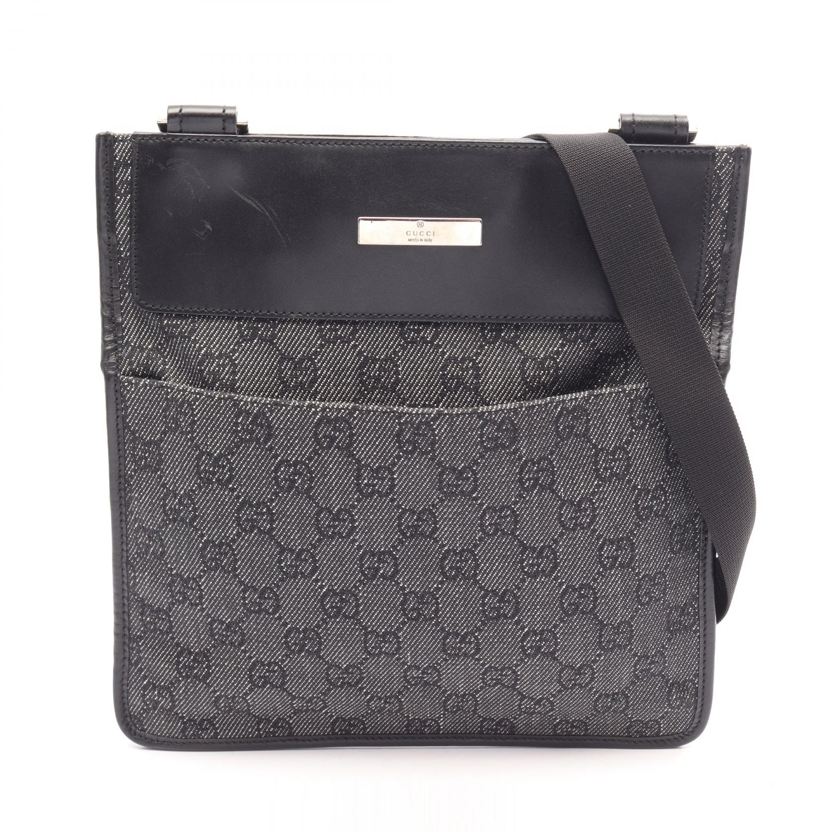 ≪10%OFFクーポン 7/19 20時～7/26 9:59≫グッチ GUCCI GGキャンバス ショルダーバッグ バッグ キャンバス レザー レディース ブラック系 27639 【中古】｜Mike Museum