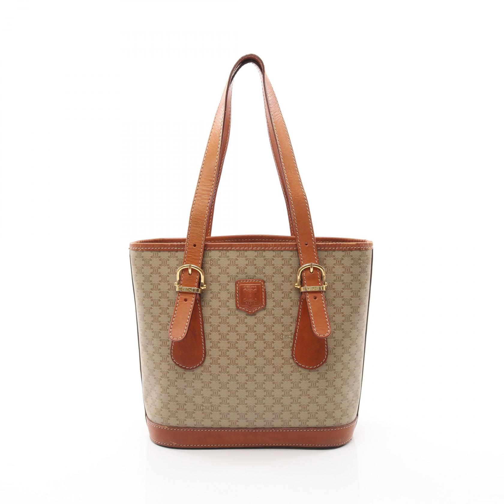 ≪2千円OFFクーポン 7/19 20時～7/26 9:59≫セリーヌ CELINE マカダム トートバッグ バッグ PVCコーティングキャンバス レザー レディース ベージュ系 / ブラウン系 【中古】｜Mike Museum