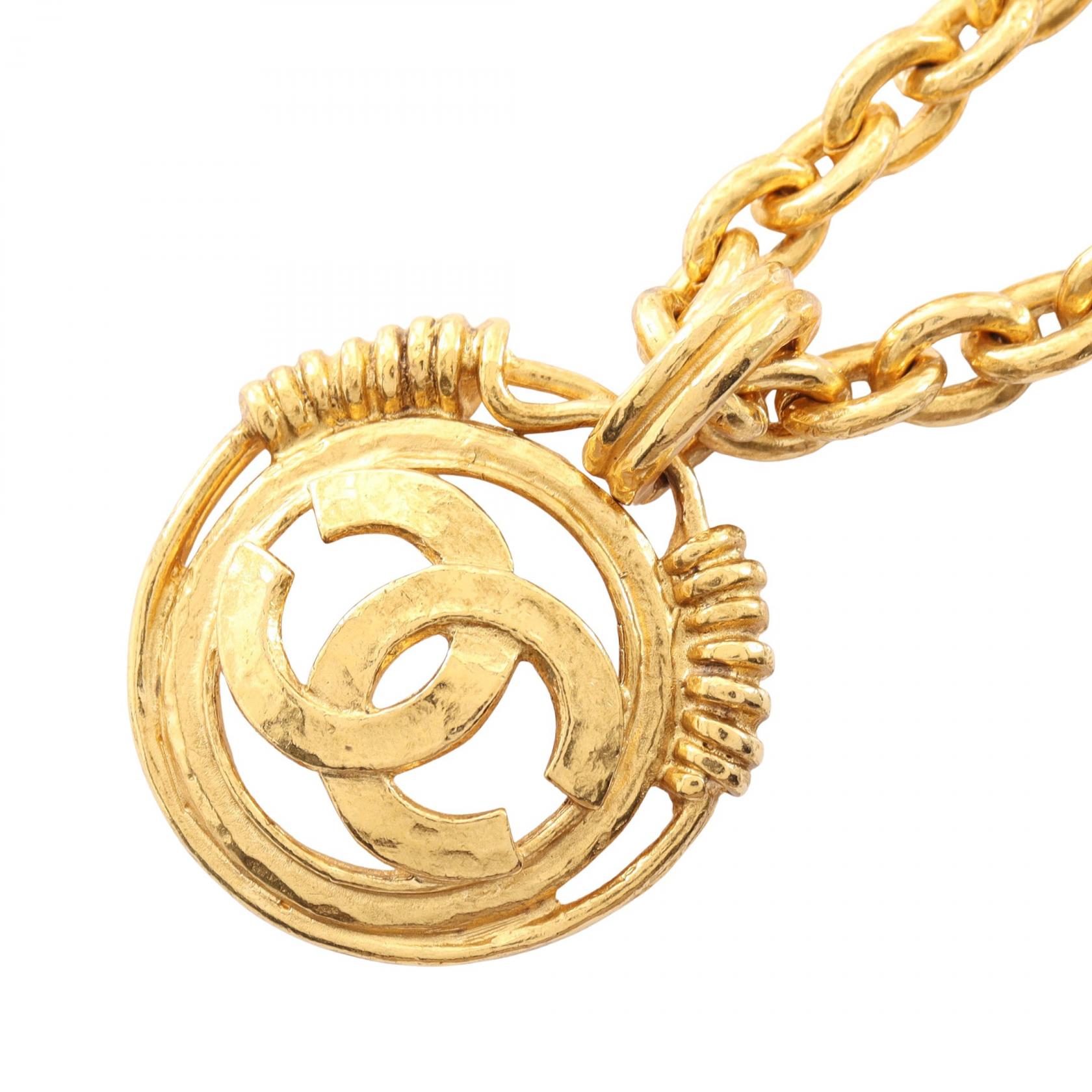 ≪10%OFFクーポン 7/19 20時～7/26 9:59≫シャネル CHANEL ココマーク サークル ネックレス ジュエリー GP（ゴールドメッキ） レディース ゴールド系 【中古】｜Mike Museum