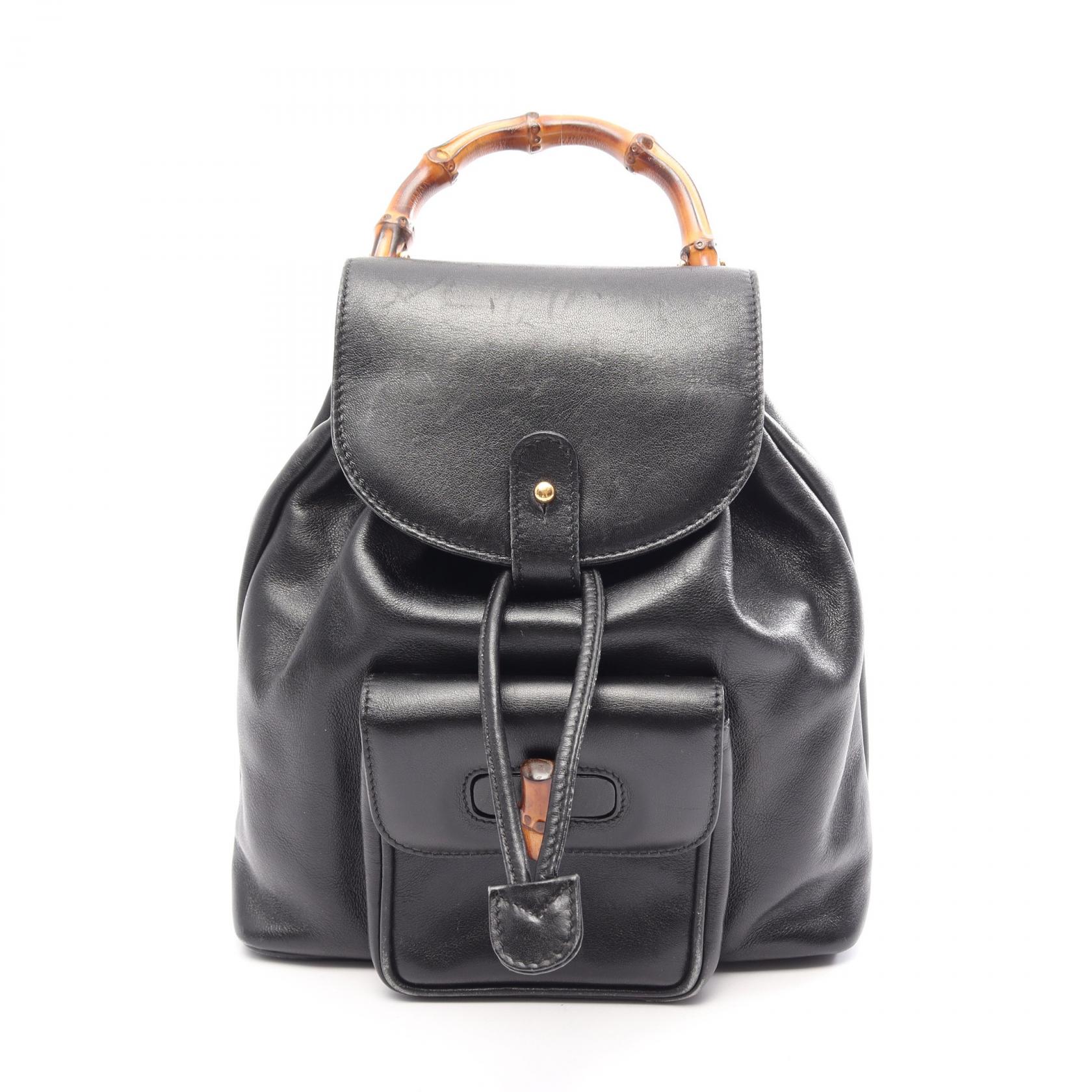 ≪10%OFFクーポン 7/19 20時~7/26 9:59≫グッチ GUCCI バンブー リュックサック バックパック バッグ レザー レディース ブラック系 003・1705・0030 【中古】|Mike Museum