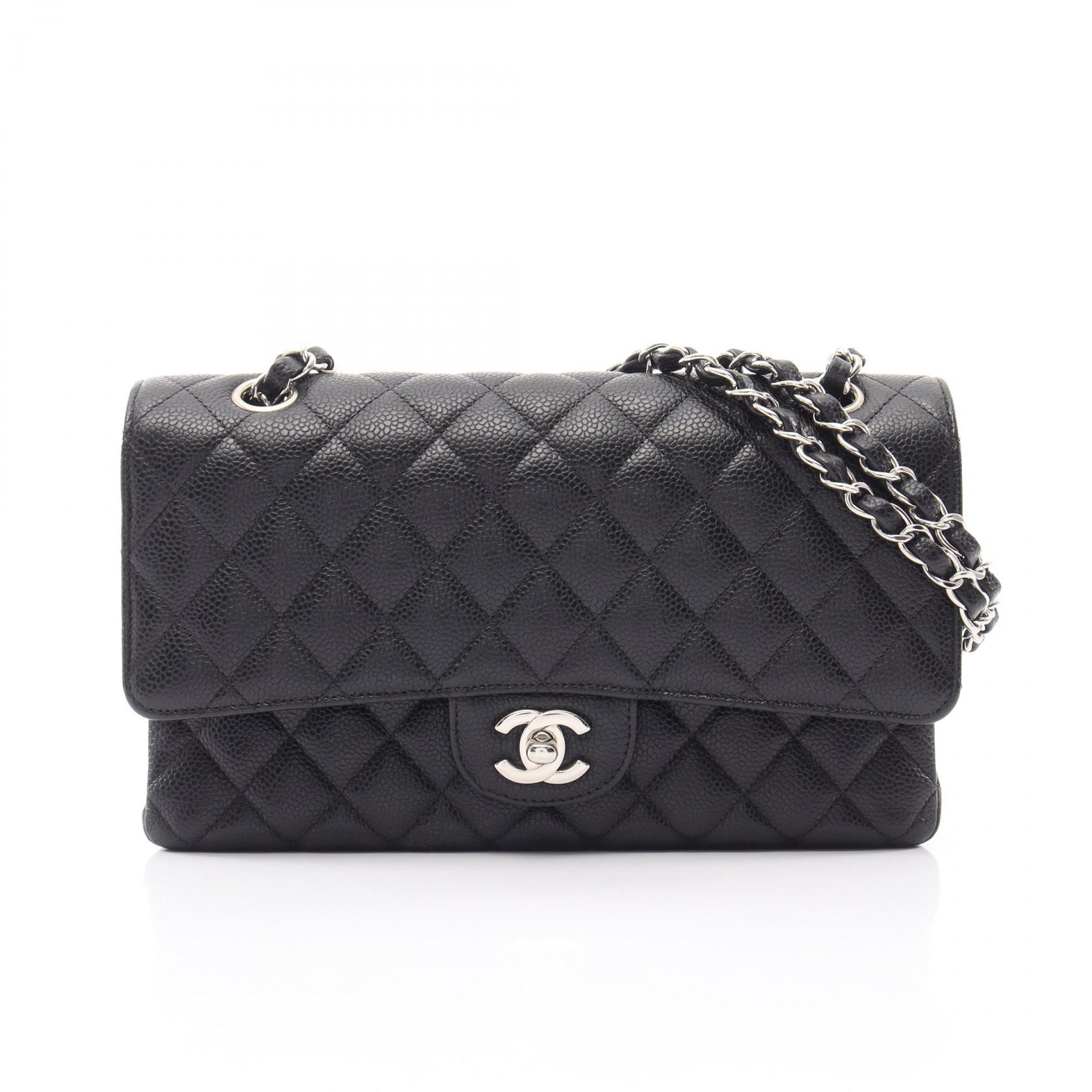 ≪10%OFFクーポン 7/19 20時~7/26 9:59≫シャネル CHANEL マトラッセ Wフラップ ショルダーバッグ バッグ キャビアスキン(グレインドカーフ) レディース ブラック系 【中古】|Mike Museum