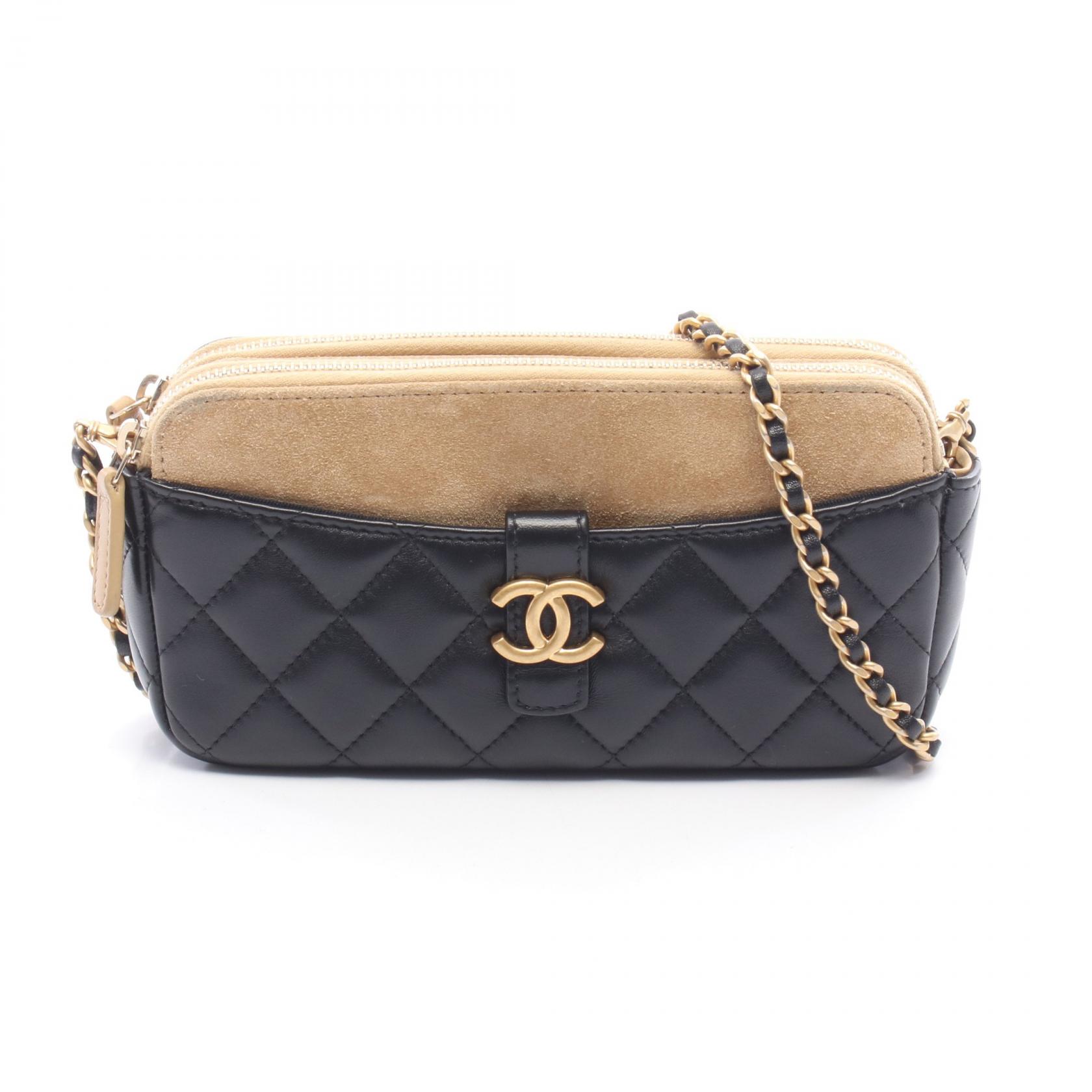 シャネル CHANEL マトラッセ フォンケース ショルダーバッグ バッグ ラムスキン（羊革） スウェード レディース ブラック系 / ブラウン系 AP4743 【中古】｜Mike Museum