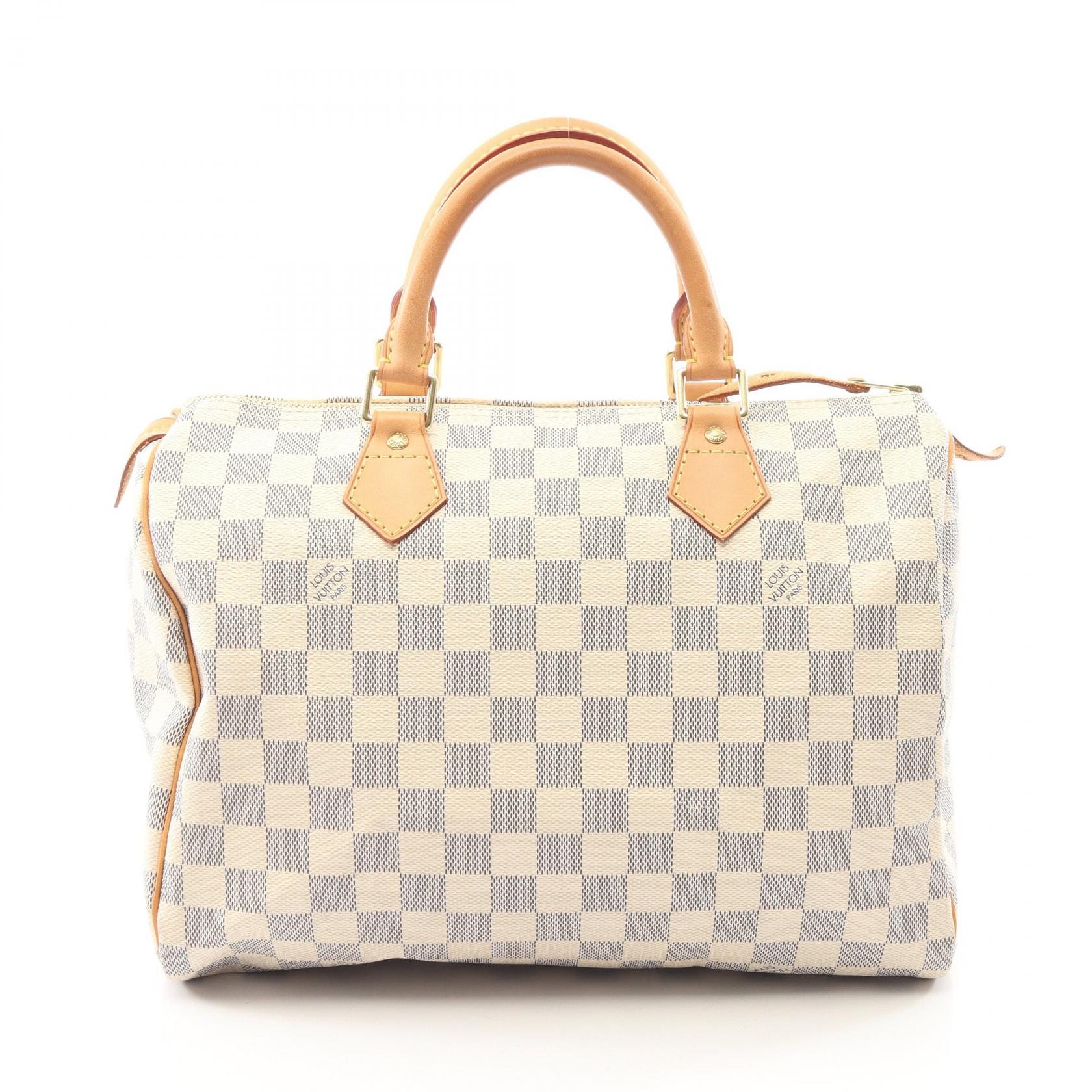 ≪10%OFFクーポン 7/19 20時～7/26 9:59≫ルイ・ヴィトン LOUIS VUITTON スピーディ30 ダミエアズール ハンドバッグ バッグ PVCコーティングキャンバス レザー レディース ホワイト系 N41533 【中古】｜Mike Museum