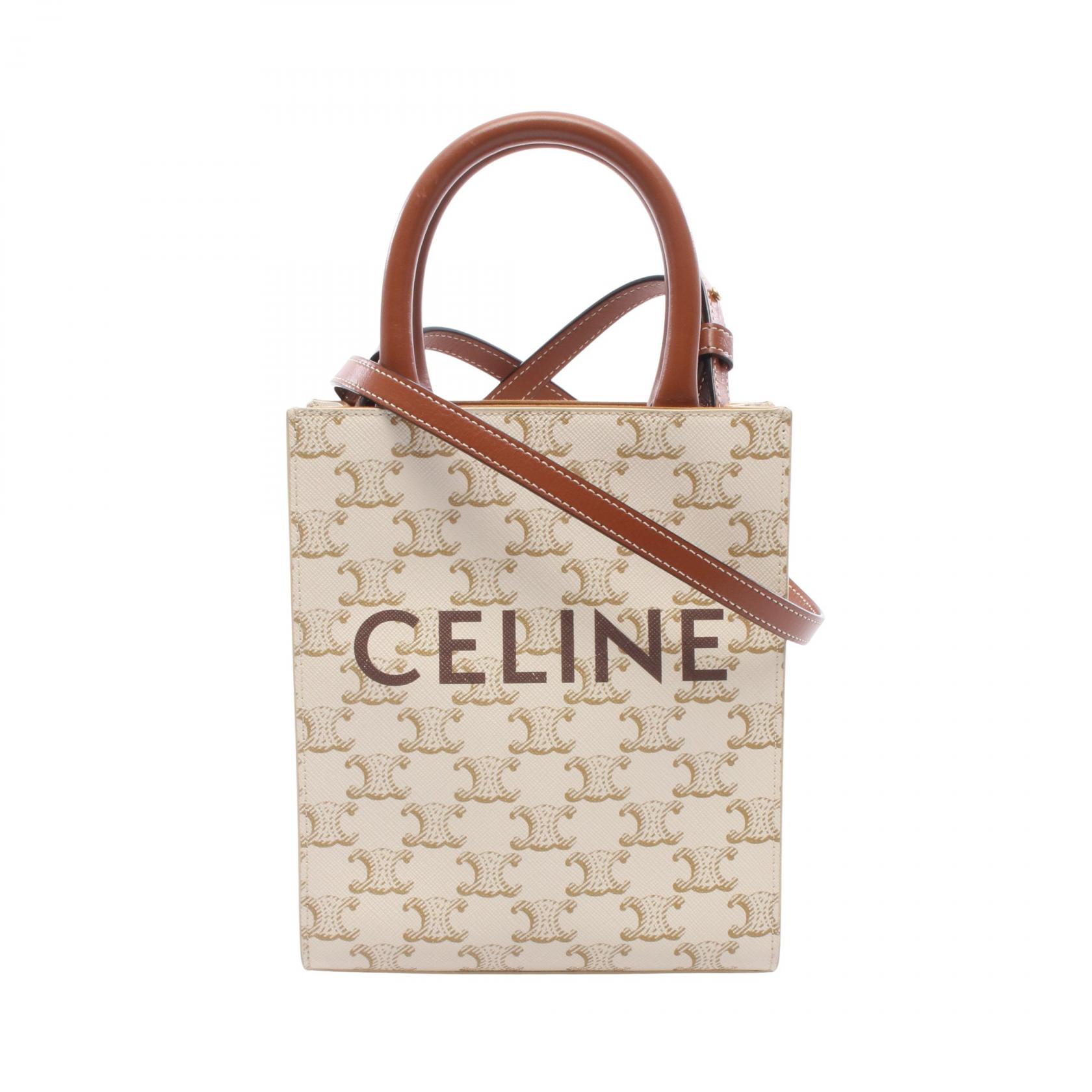 ≪10%OFFクーポン 7/19 20時~7/26 9:59≫セリーヌ CELINE ミニ バーティカル カバ トリオンフ 2WAY ハンドバッグ バッグ PVCコーティングキャンバス レザー レディース アイボリー系 / ブラウン系 194372 【中古】|Mike Museum