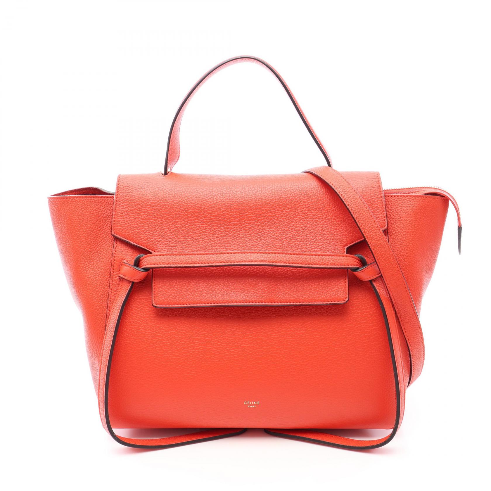 ≪10%OFFクーポン 7/19 20時~7/26 9:59≫セリーヌ CELINE BELT BAG MINI ベルトバッグ ミニ 2WAY ハンドバッグ バッグ レザー レディース レッド系 176103 【中古】|Mike Museum