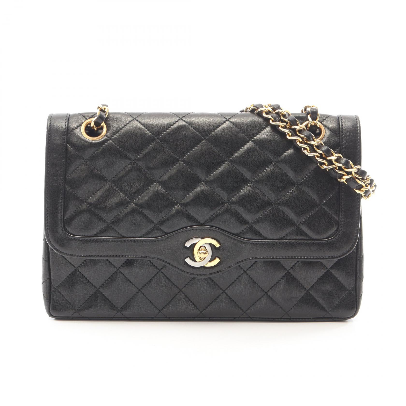 シャネル CHANEL マトラッセ パリ限定 Wフラップ ショルダーバッグ バッグ ラムスキン(羊革) レディース ブラック系 【中古】|Mike Museum