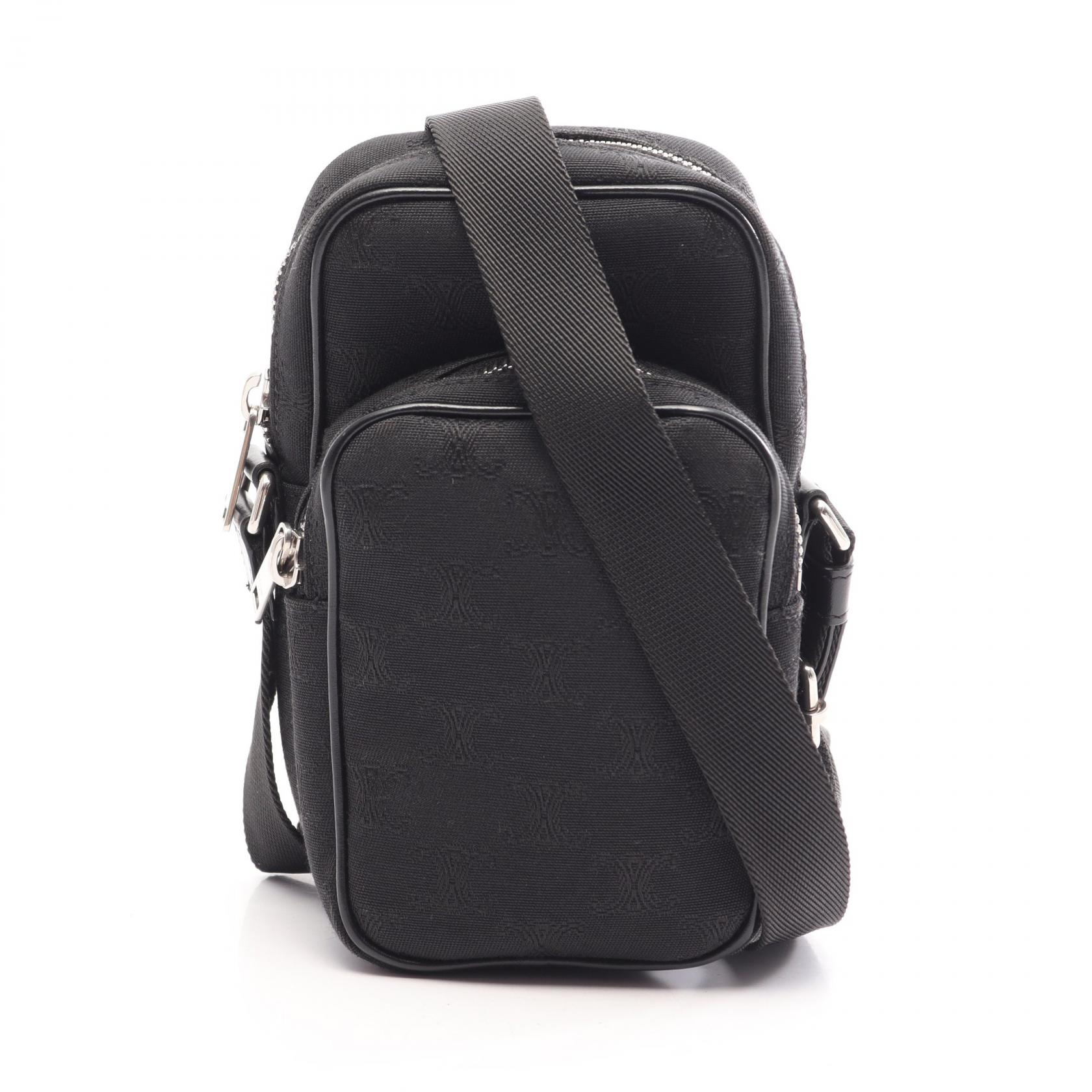 ≪10%OFFクーポン 7/19 20時～7/26 9:59≫セリーヌ CELINE ミニポケット メッセンジャーバッグ トリオンフ ショルダーバッグ バッグ キャンバス レザー メンズ レディース ブラック系 192512CEC.38SI 【中古】｜Mike Museum