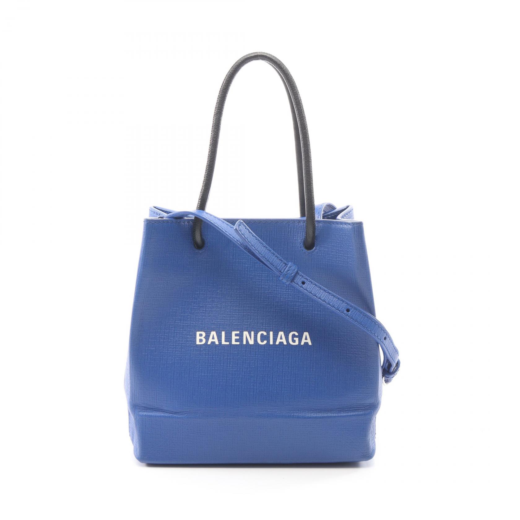≪10%OFFクーポン 7/19 20時~7/26 9:59≫バレンシアガ BALENCIAGA ショッピングトートXXS 2WAY トートバッグ バッグ レザー レディース ブルー系 / ブラック系 572411 【中古】|Mike Museum