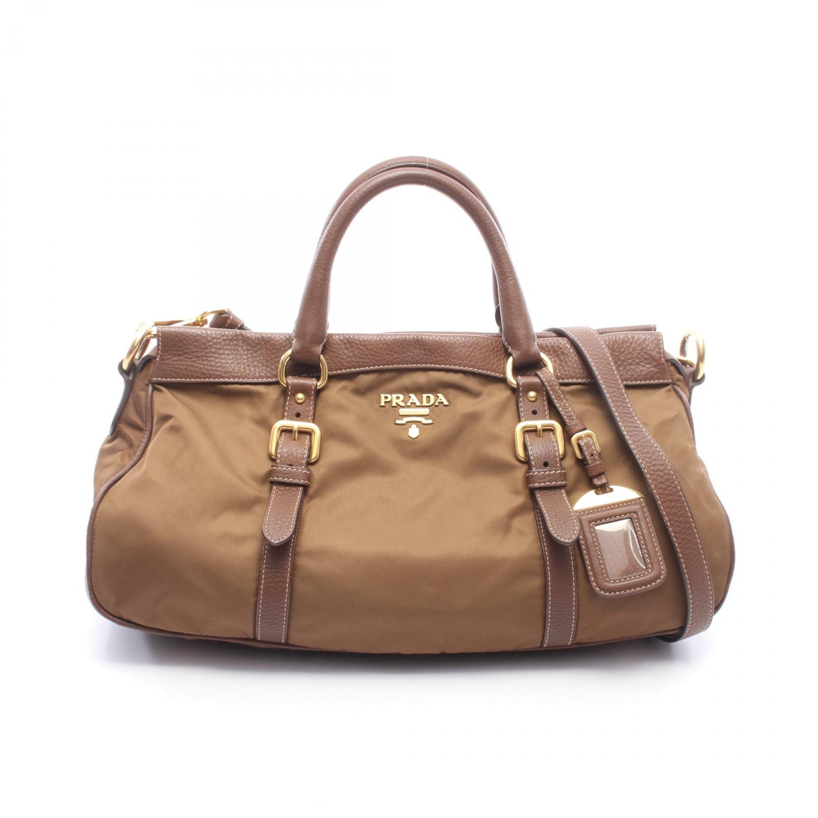 ≪10%OFFクーポン 7/19 20時～7/26 9:59≫プラダ PRADA TESSUTO+VIT.DAI 2WAY ハンドバッグ バッグ ナイロン レザー レディース ブラウン系 BN2032 【中古】｜Mike Museum
