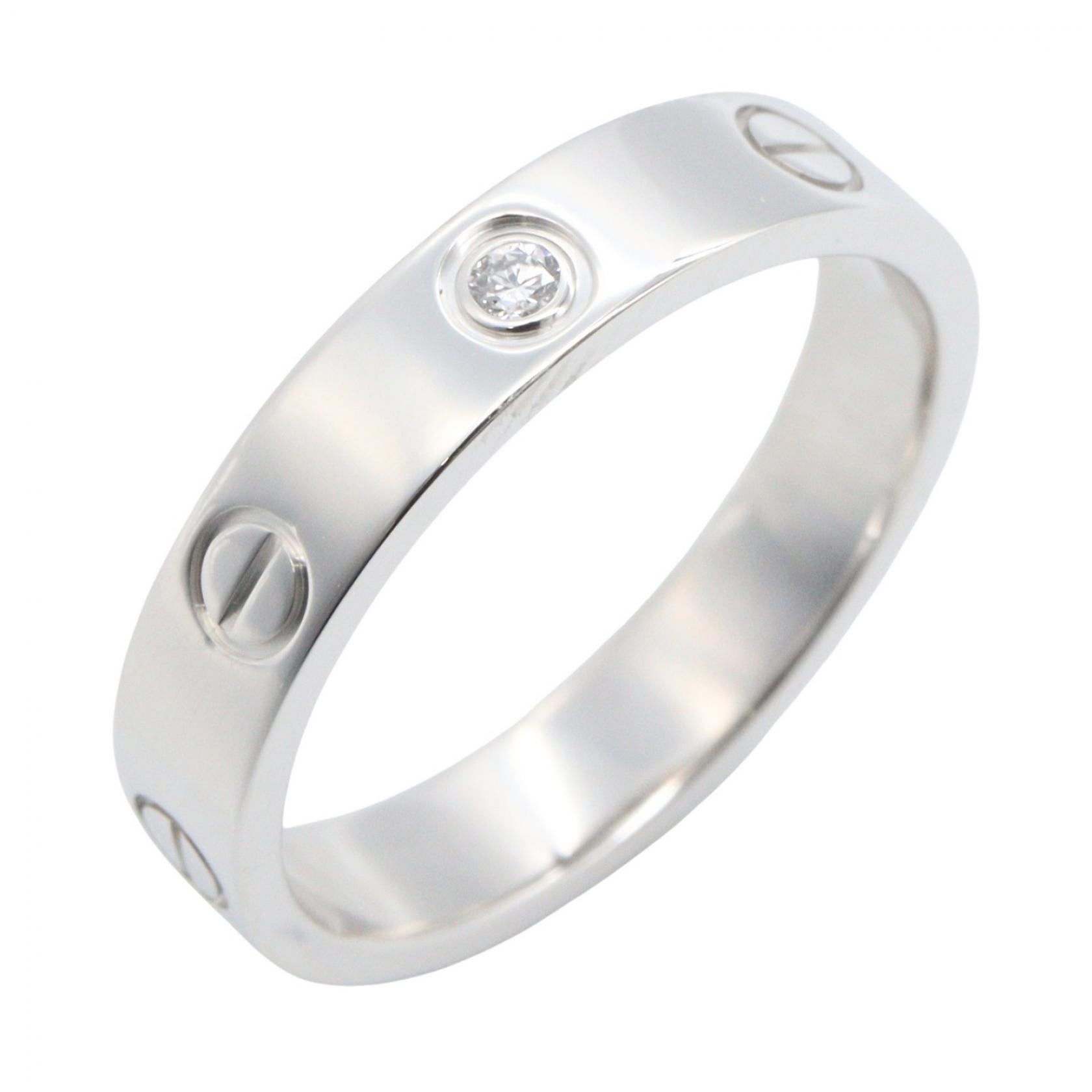 ≪10%OFFクーポン 7/19 20時～7/26 9:59≫カルティエ CARTIER ミニラブリング 1PD リング・指輪 ジュエリー K18WG（ホワイトゴールド） ダイヤモンド レディース シルバー系 / クリア系 B4050500 【中古】｜Mike Museum