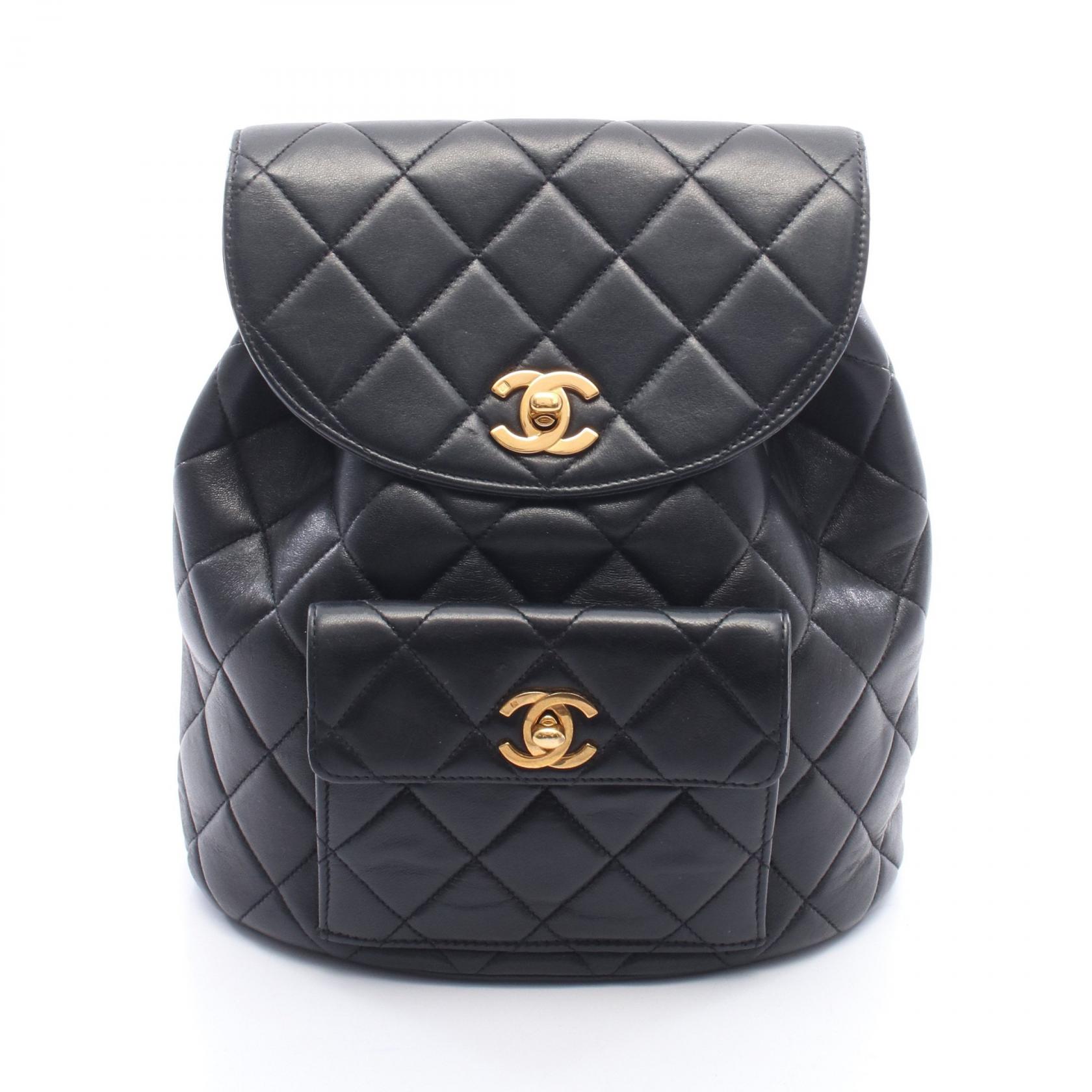 シャネル CHANEL マトラッセ ターンロック チェーン リュックサック バックパック バッグ ラムスキン（羊革） レディース ブラック系 【中古】｜Mike Museum