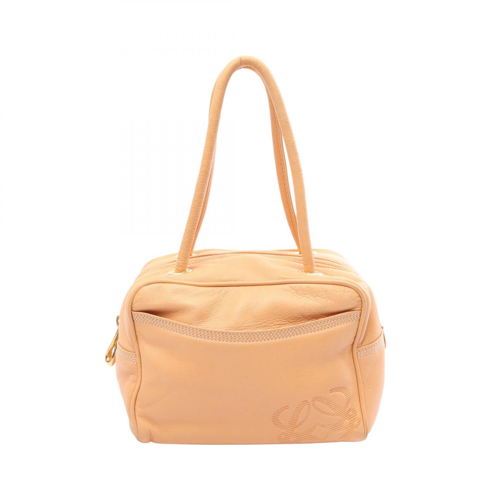 ≪10%OFFクーポン 7/19 20時～7/26 9:59≫ロエベ LOEWE アナグラム ミニ トートバッグ バッグ レザー レディース オレンジ系 【中古】｜Mike Museum