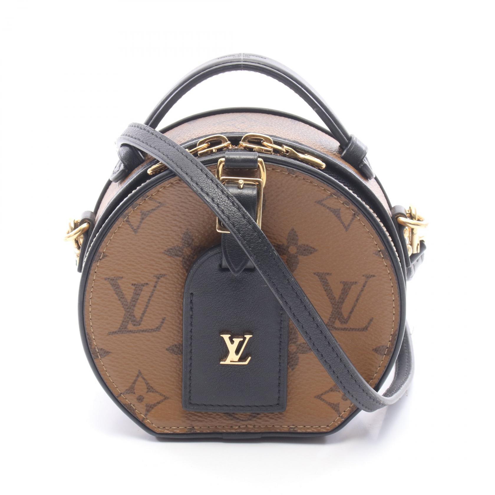 ≪10%OFFクーポン 7/19 20時～7/26 9:59≫ルイ・ヴィトン LOUIS VUITTON ミニ ボワット シャポー モノグラムリバース 2WAY ハンドバッグ バッグ PVCコーティングキャンバス レザー レディース ブラウン系 / ブラック系 M68276 【中古】｜Mike Museum