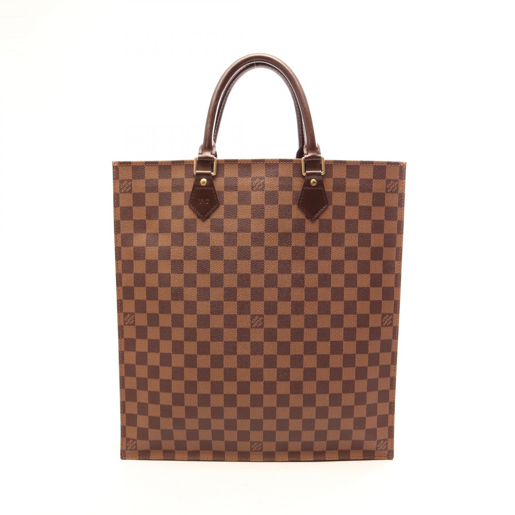 ≪10%OFFクーポン 7/19 20時~7/26 9:59≫ルイ・ヴィトン LOUIS VUITTON サックプラ ダミエエベヌ トートバッグ バッグ PVCコーティングキャンバス レザー レディース ブラウン系 N51140 【中古】|Mike Museum