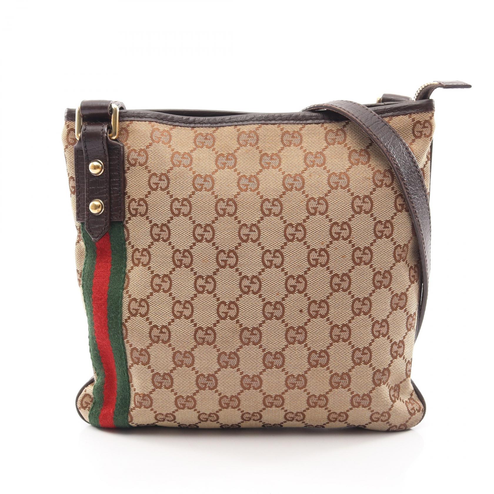 【P5倍&times;5%クーポン｜7/29 20時～8/2 23:59】グッチ GUCCI GGキャンバス ショルダーバッグ バッグ キャンバス レザー レディース ベージュ系 / ブラウン系 / マルチカラー 144388 【中古】｜Mike Museum