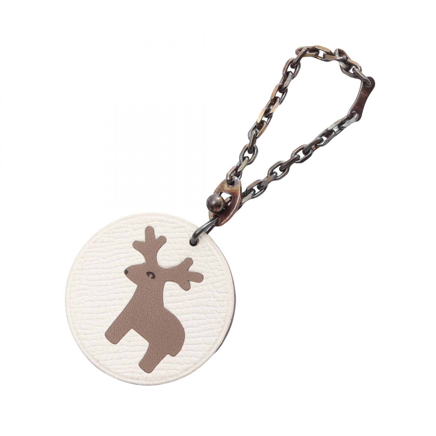 ≪2千円OFFクーポン 7/19 20時~7/26 9:59≫エルメス HERMES トナカイ エトゥープ チャーム アクセサリー ヴォーエプソン ヴォーエプソン レディース ホワイト系 / グレー系 【中古】|Mike Museum
