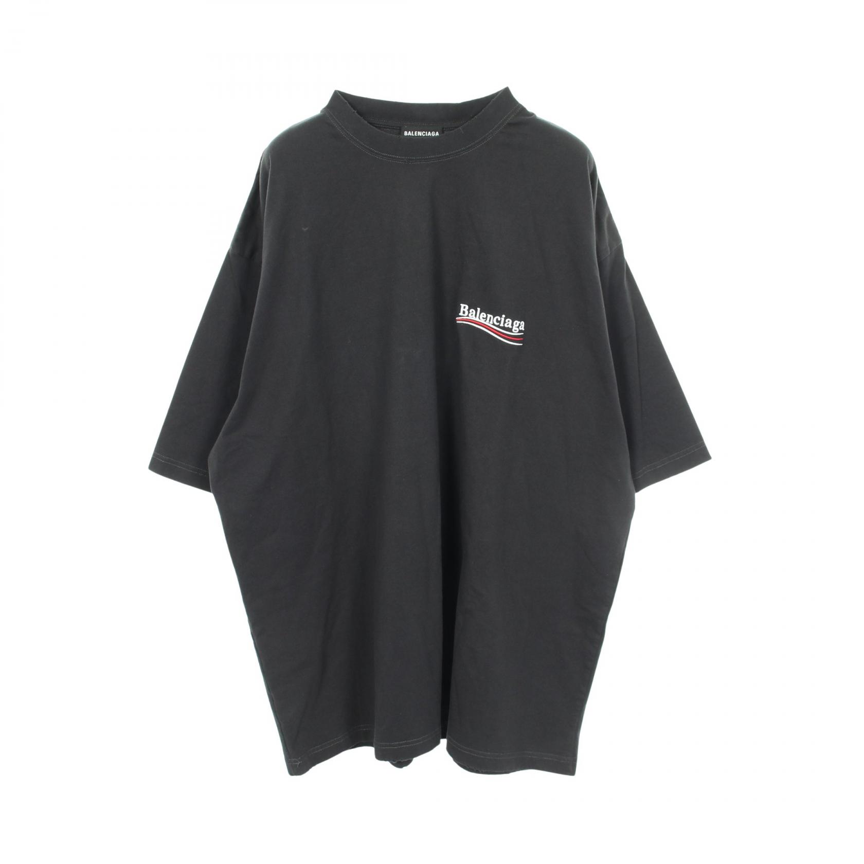 【P5倍&times;5%クーポン｜7/29 20時～8/2 23:59】バレンシアガ BALENCIAGA Political Campaign ダメージ加工 半袖Tシャツ 衣料品 トップス コットン メンズ ブラック系 641675 【中古】｜Mike Museum