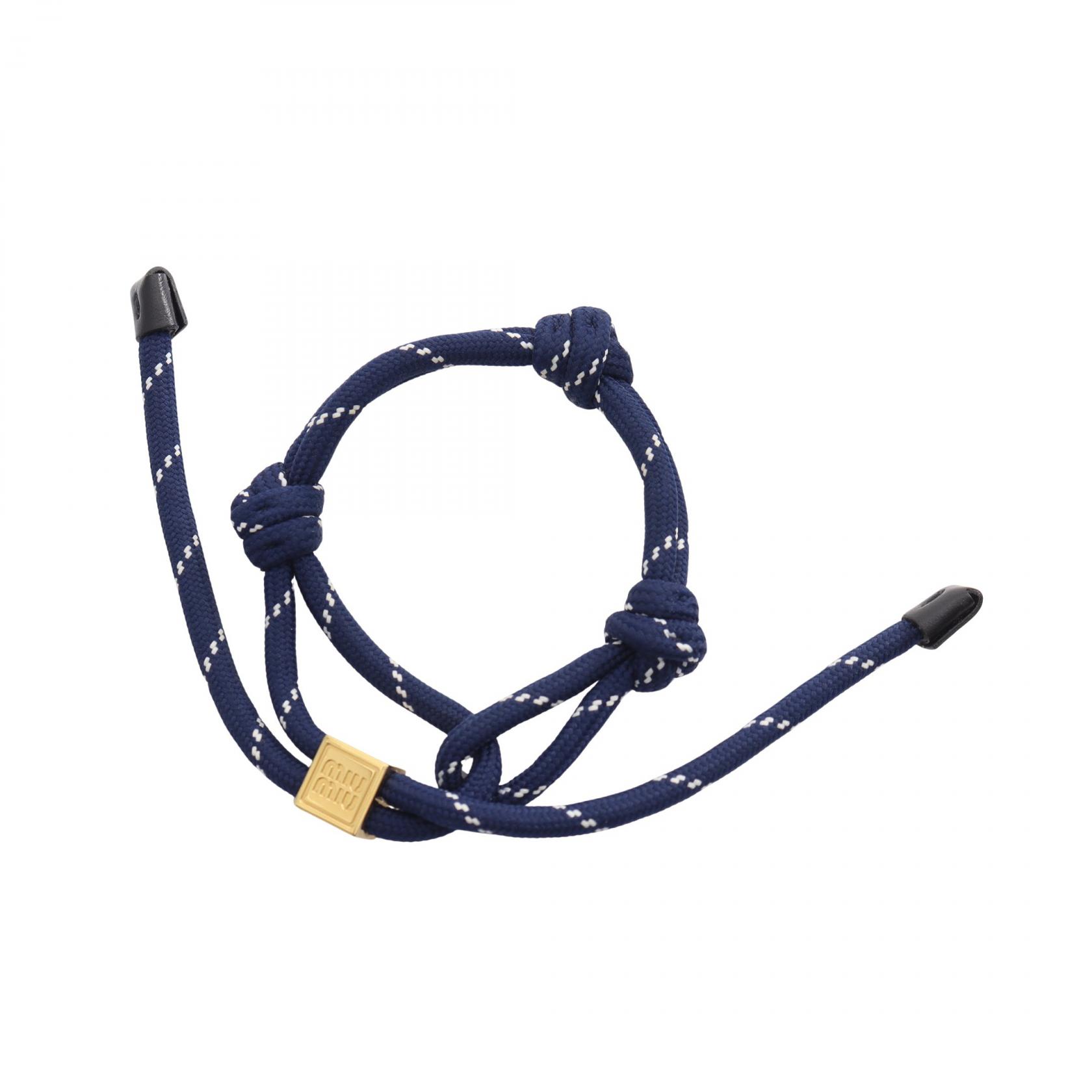 ≪2千円OFFクーポン 7/19 20時~7/26 9:59≫ミュウ ミュウ Miu Miu コード ロゴメタル ブレスレット アクセサリー GP(ゴールドメッキ) ファブリック レディース ネイビー系 / ゴールド系 【中古】|Mike Museum