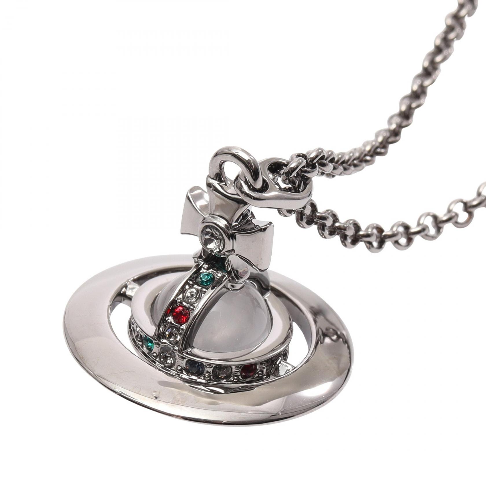 ≪10%OFFクーポン 7/19 20時~7/26 9:59≫ヴィヴィアンウエストウッド Vivienne Westwood TINY ORB タイニーオーブ ネックレス ジュエリー ステンレススチール ラインストーン メンズ レディース シルバー系 / マルチカラー 63020097S001 【新品】|Mike Museum