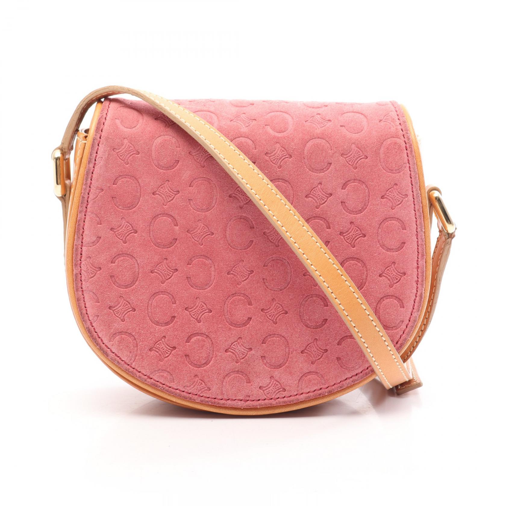 セリーヌ CELINE Cマカダム ショルダーバッグ バッグ スウェード レザー レディース ピンク系 / ベージュ系 【中古】｜Mike Museum