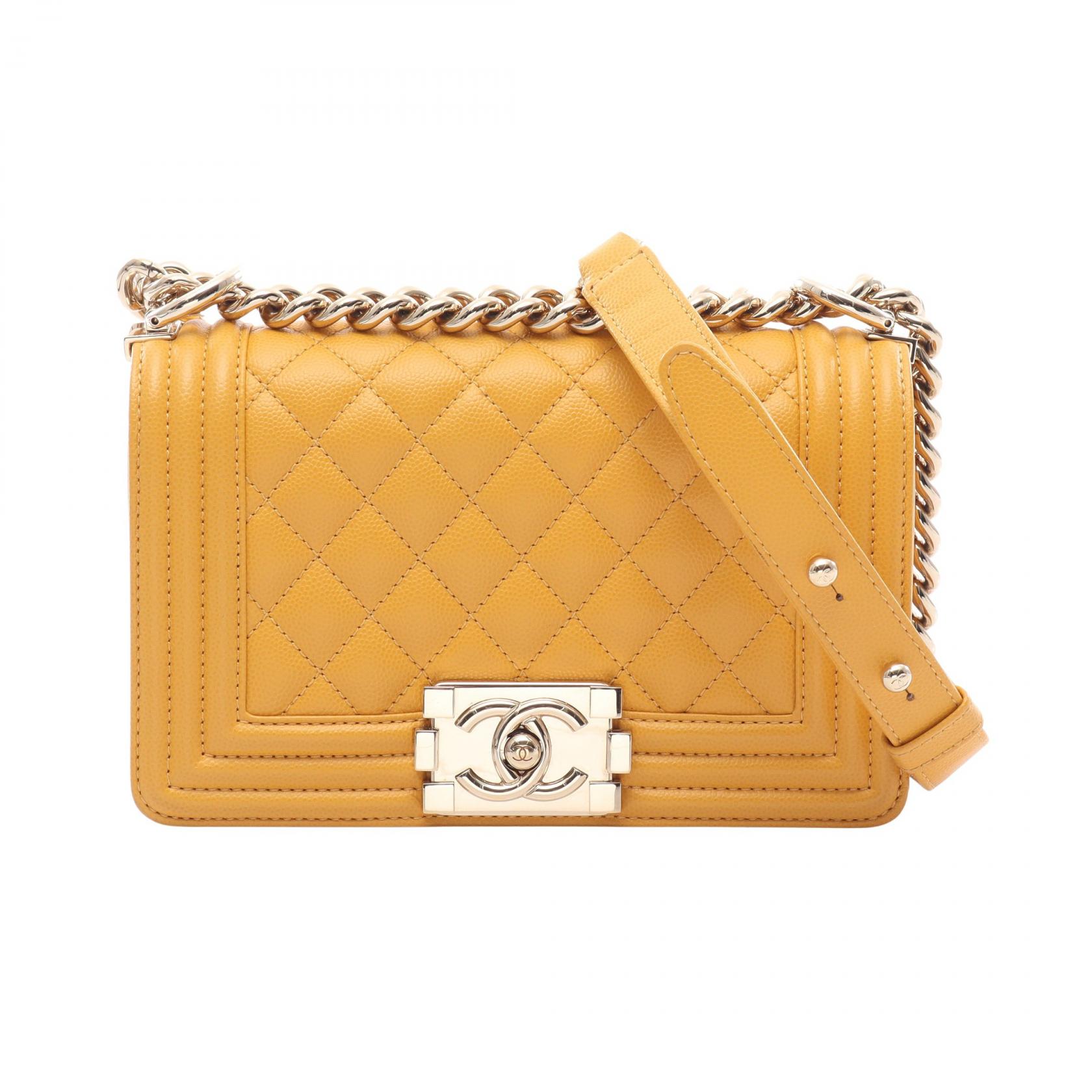 ≪10%OFFクーポン 7/19 20時~7/26 9:59≫シャネル CHANEL ボーイシャネル スモール ショルダーバッグ バッグ キャビアスキン(グレインドカーフ) レディース イエロー系 A67085 【中古】|Mike Museum