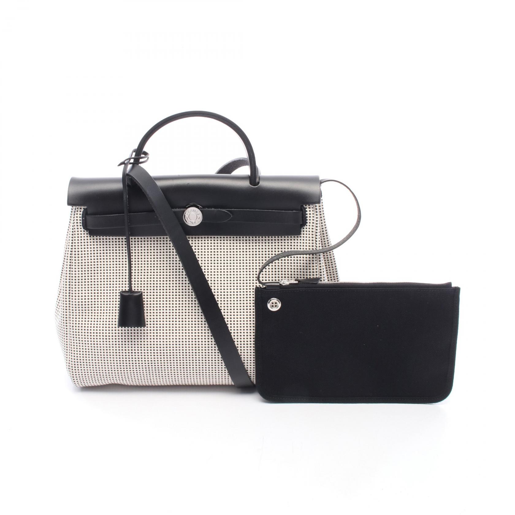 エルメス HERMES エールバッグジップPM 2WAY ハンドバッグ バッグ キャンバス トワルキャドリーユ / ヴァッシュハンター ヴァッシュハンター レディース ブラック系 / ホワイト系 【中古】｜Mike Museum