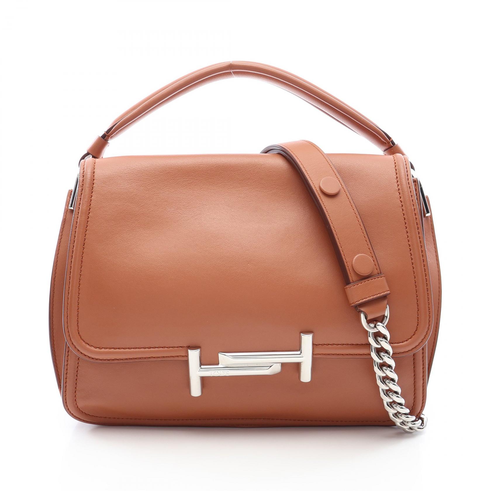 ≪10%OFFクーポン 7/19 20時～7/26 9:59≫トッズ TOD'S ダブルT 2WAY ハンドバッグ バッグ レザー レディース ブラウン系 【中古】｜Mike Museum