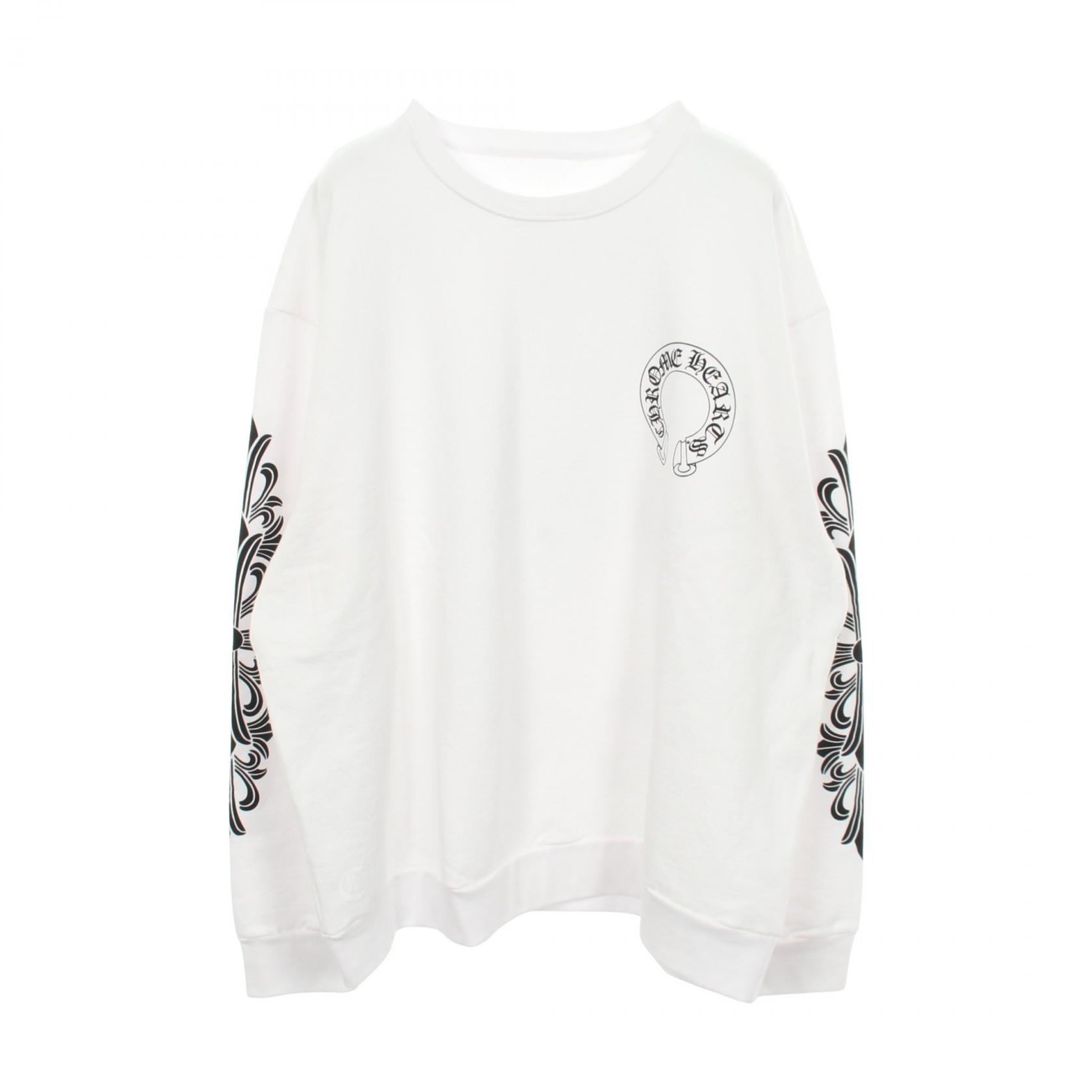 ≪10%OFFクーポン 7/19 20時~7/26 9:59≫クロムハーツ CHROME HEARTS ホースシュー フローラルクロス スウェット 衣料品 トップス コットン メンズ ホワイト系 【中古】|Mike Museum