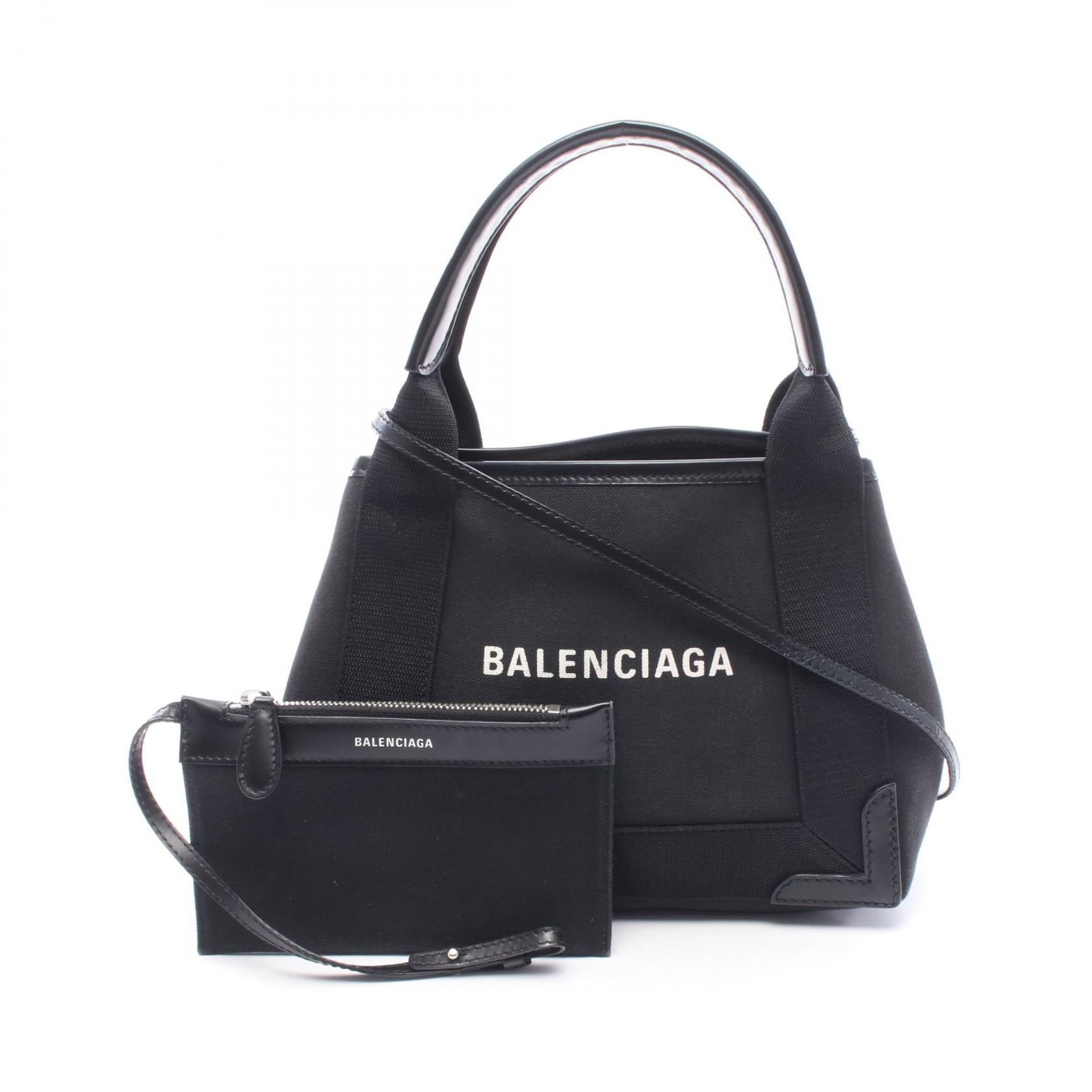 ≪10%OFFクーポン 7/19 20時～7/26 9:59≫バレンシアガ BALENCIAGA ネイビーカバ XS 2WAY ハンドバッグ バッグ キャンバス レザー レディース ブラック系 390346 【中古】｜Mike Museum