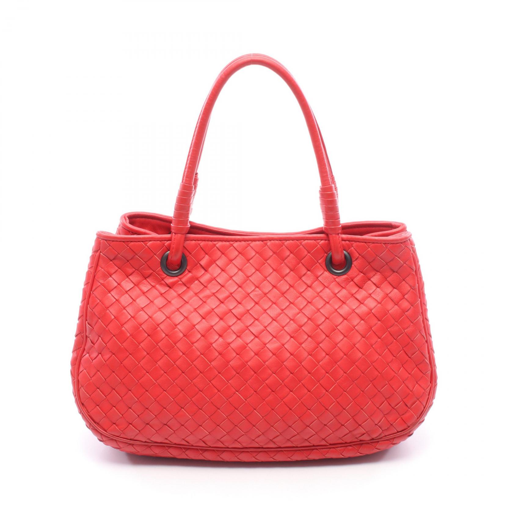 ≪10%OFFクーポン 7/19 20時~7/26 9:59≫ボッテガヴェネタ BOTTEGA VENETA イントレチャート ハンドバッグ バッグ レザー レディース レッド系 【中古】|Mike Museum