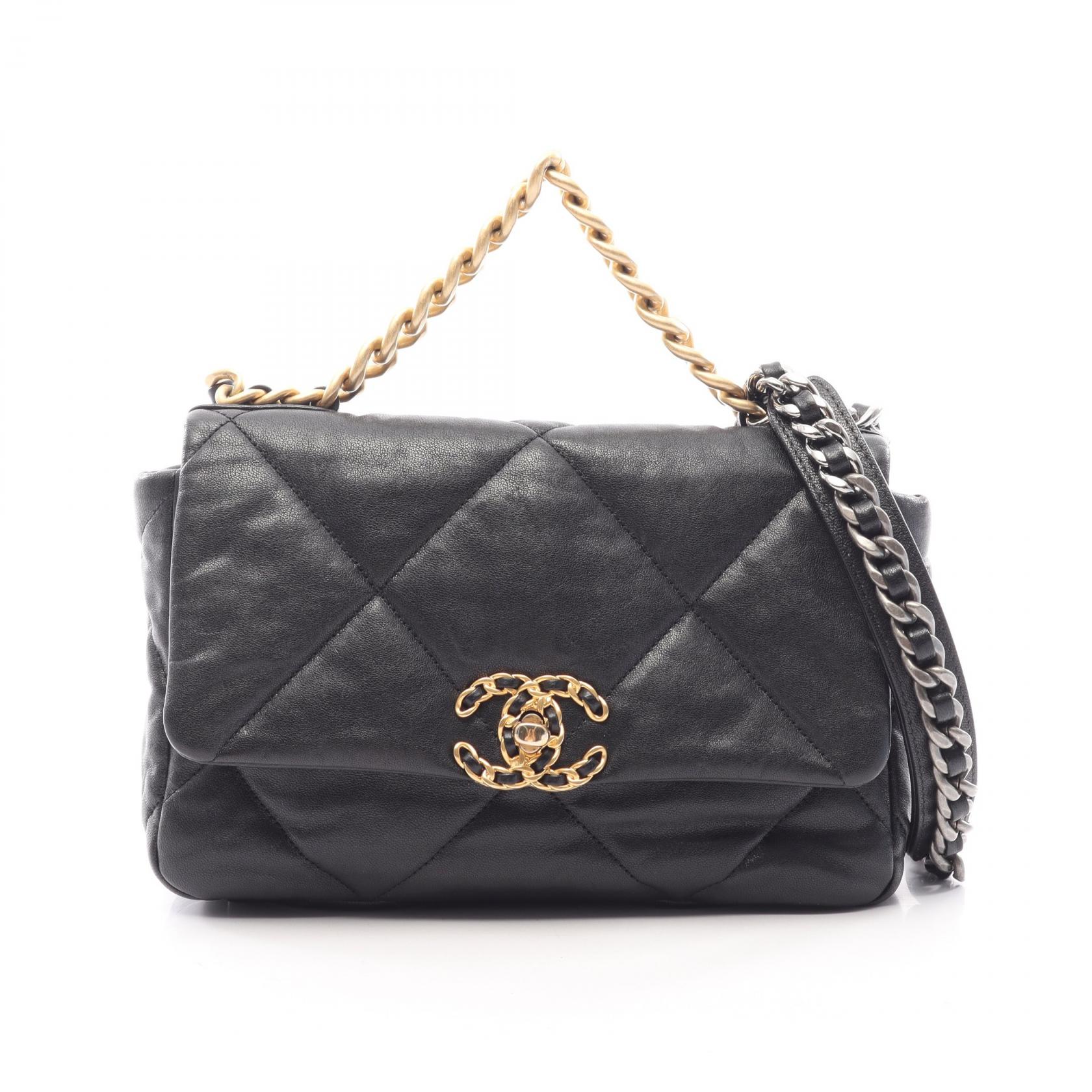 ≪10%OFFクーポン 7/19 20時～7/26 9:59≫シャネル CHANEL 19 ディズヌフ マトラッセ コンビ金具 2WAY ショルダーバッグ バッグ ラムスキン（羊革） レディース ブラック系 AS1160 【中古】｜Mike Museum