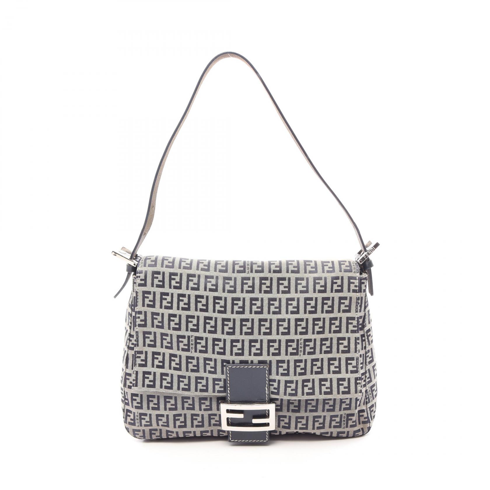 フェンディ FENDI マンマバケット ショルダーバッグ バッグ キャンバス レザー レディース グレー系 / ネイビー系 26325 【中古】｜Mike Museum