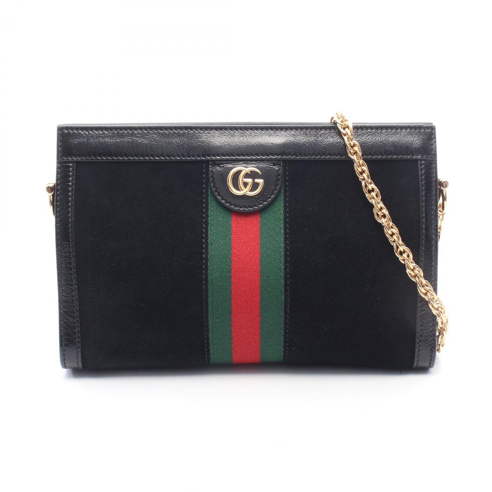 グッチ GUCCI オフィディア スモール ショルダーバッグ バッグ スウェード レザー レディース ブラック系 / レッド系 / グリーン系 503877 【中古】｜Mike Museum