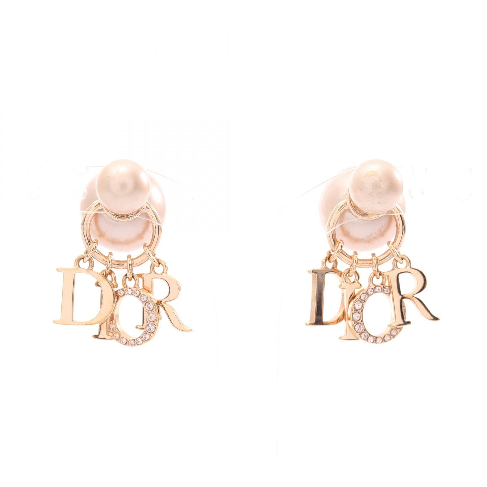 ≪10%OFFクーポン 7/19 20時~7/26 9:59≫ディオール Dior Dior Tribales トライバル ピアス ジュエリー GP(ゴールドメッキ) フェイクパール / ラインストーン レディース ゴールド系 / ピンク系 【中古】|Mike Museum