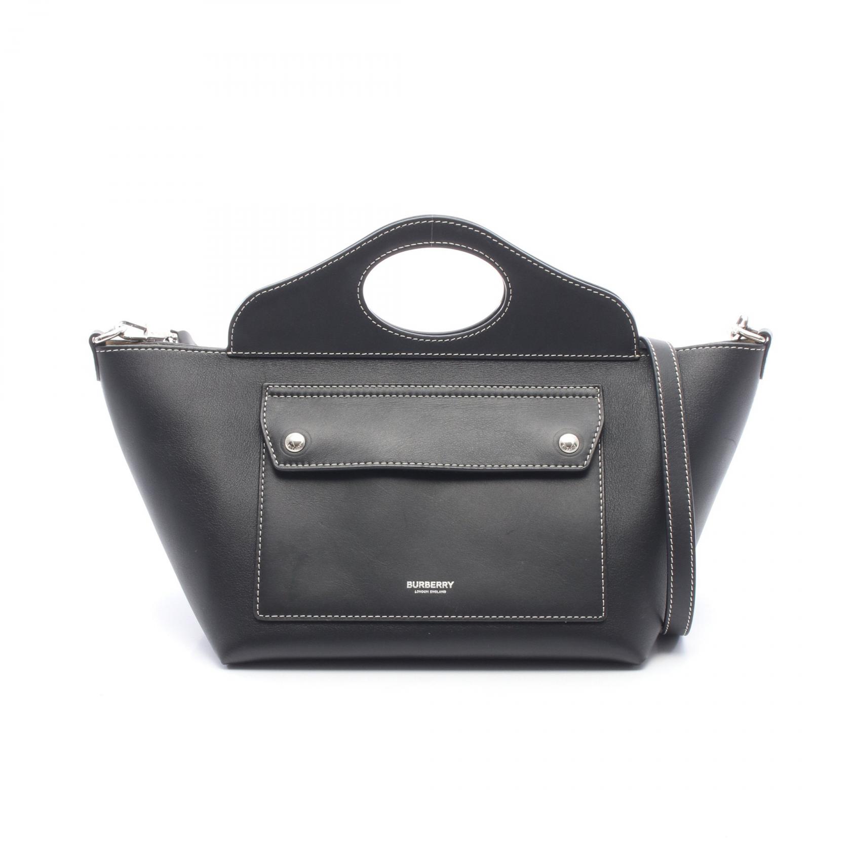 【P5倍×5%クーポン|7/29 20時~8/2 23:59】バーバリー BURBERRY ミニソフト ポケット 2WAY トートバッグ バッグ レザー レディース ブラック系 【中古】|Mike Museum