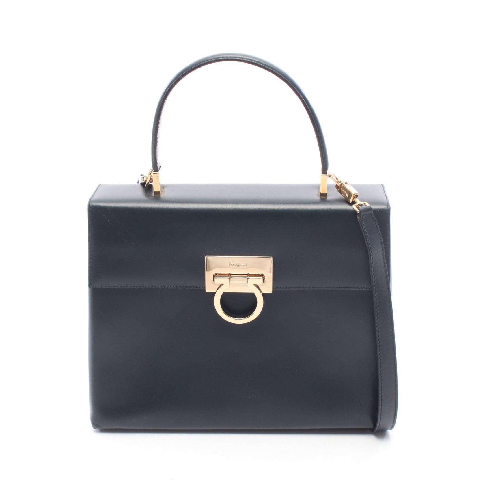 ≪10%OFFクーポン 7/19 20時~7/26 9:59≫サルヴァトーレフェラガモ Salvatore Ferragamo ガンチーニ 2WAY ハンドバッグ バッグ レザー レディース ブラック系 【中古】|Mike Museum