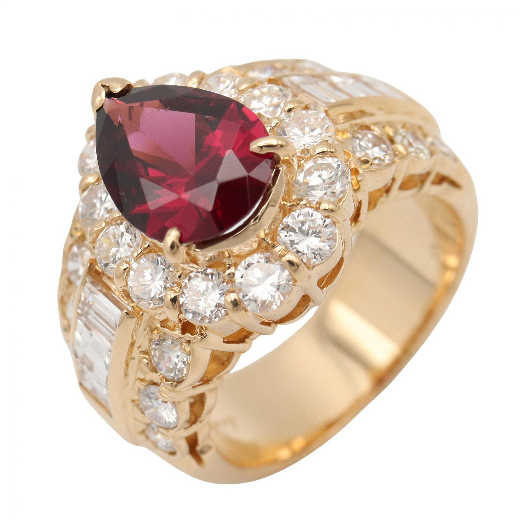 ≪10%OFFクーポン 7/19 20時～7/26 9:59≫ジュエリー JEWELRY ガーネット ダイヤ リング リング・指輪 ジュエリー ダイヤモンド K777PG / ガーネット レディース レッド系 / クリア系 / ゴールド系 ｶﾞｰﾈｯﾄ 14.0g 【中古】｜Mike Museum