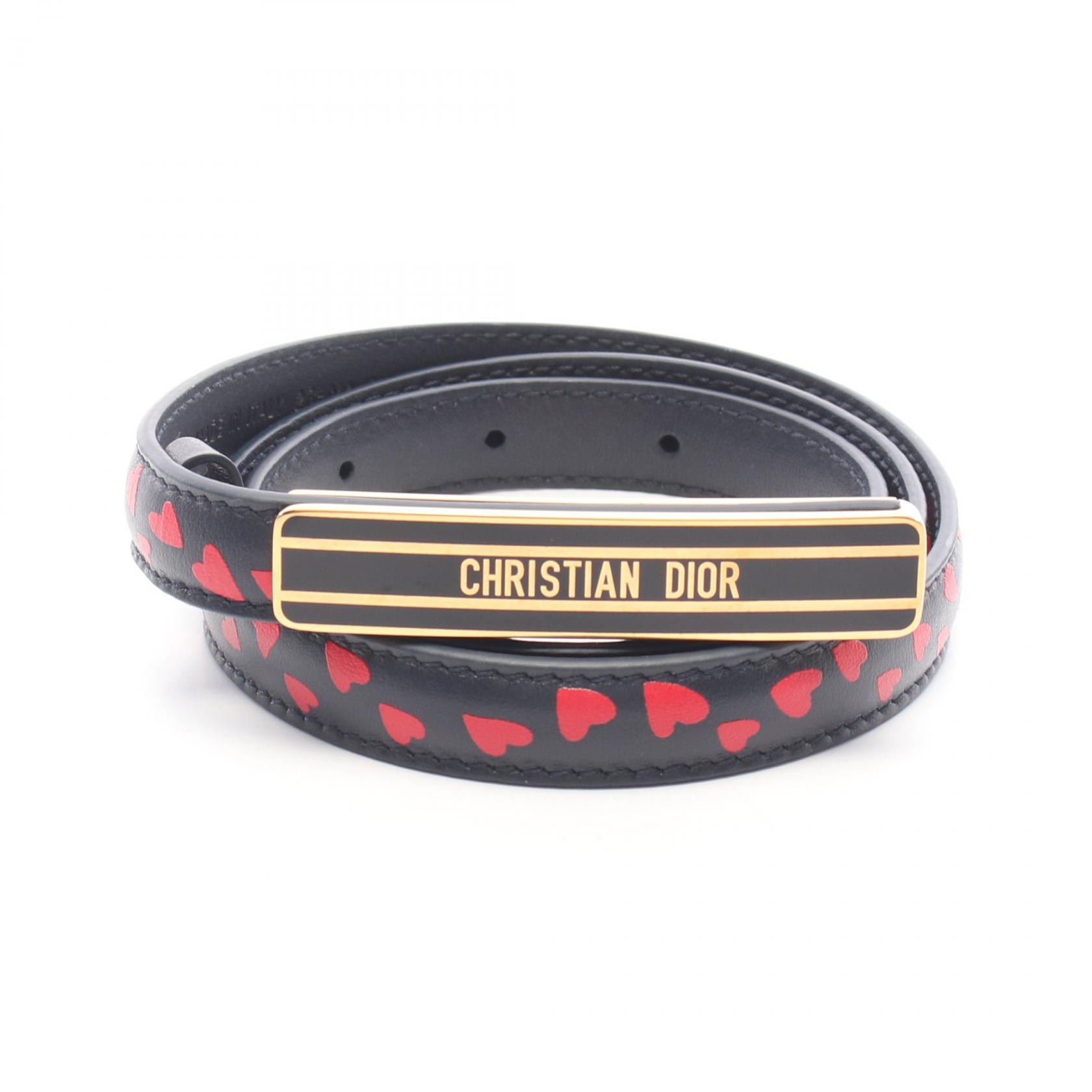 ディオール Dior ロゴ ハート ミニ ベルト 衣料品 レザー レディース ネイビー系 / レッド系 【中古】｜Mike Museum