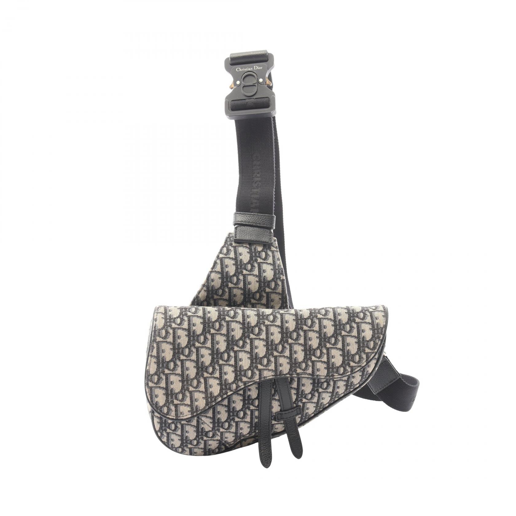 ディオール Dior SADDLE サドル オブリーク ジャガード ウエストバッグ ボディバッグ バッグ キャンバス レザー メンズ ベージュ系 / ネイビー系 【中古】｜Mike Museum