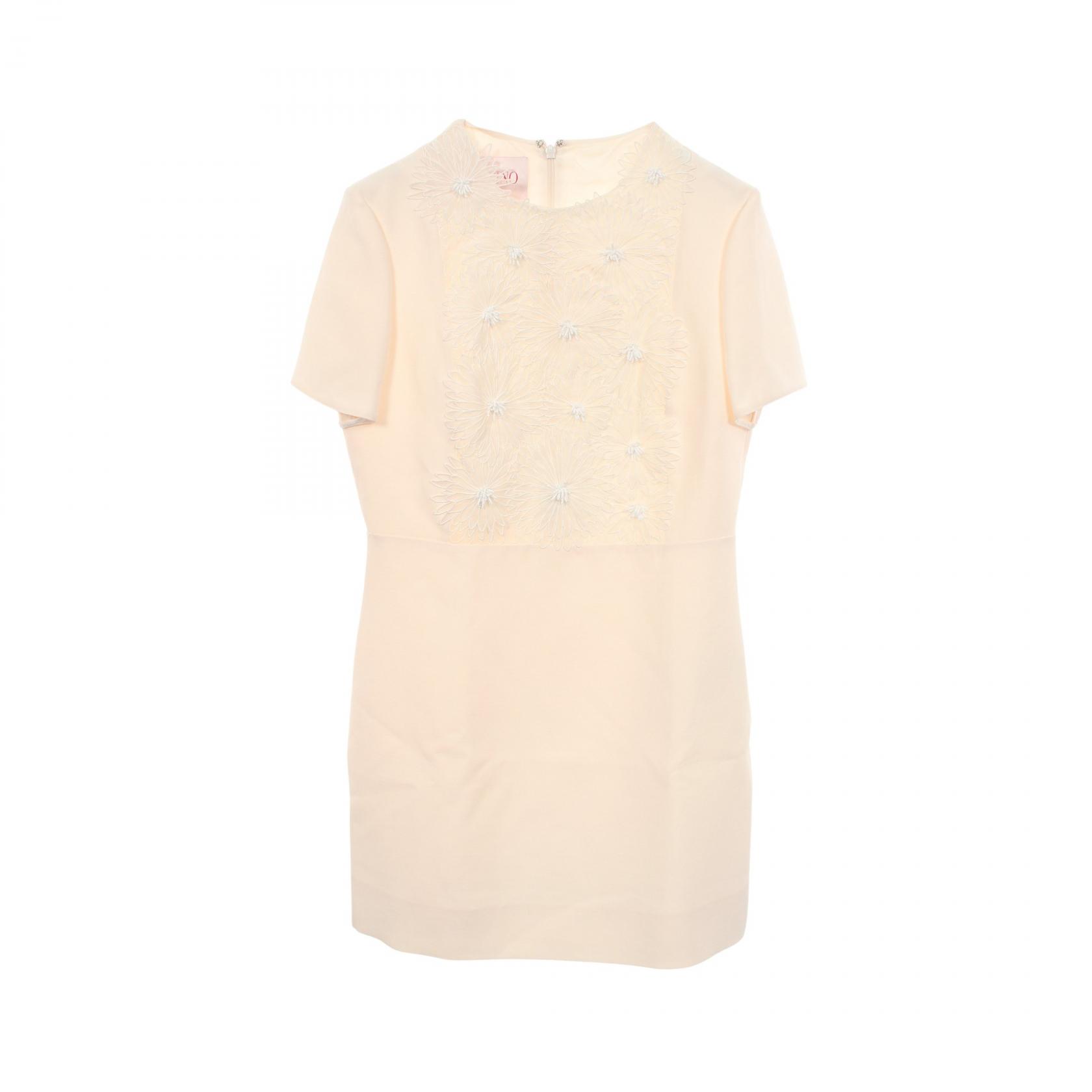 ヴァレンチノ Valentino フラワー ビーズ ワンピース 衣料品 トップス ウール シルク レディース アイボリー系 【中古】｜Mike Museum