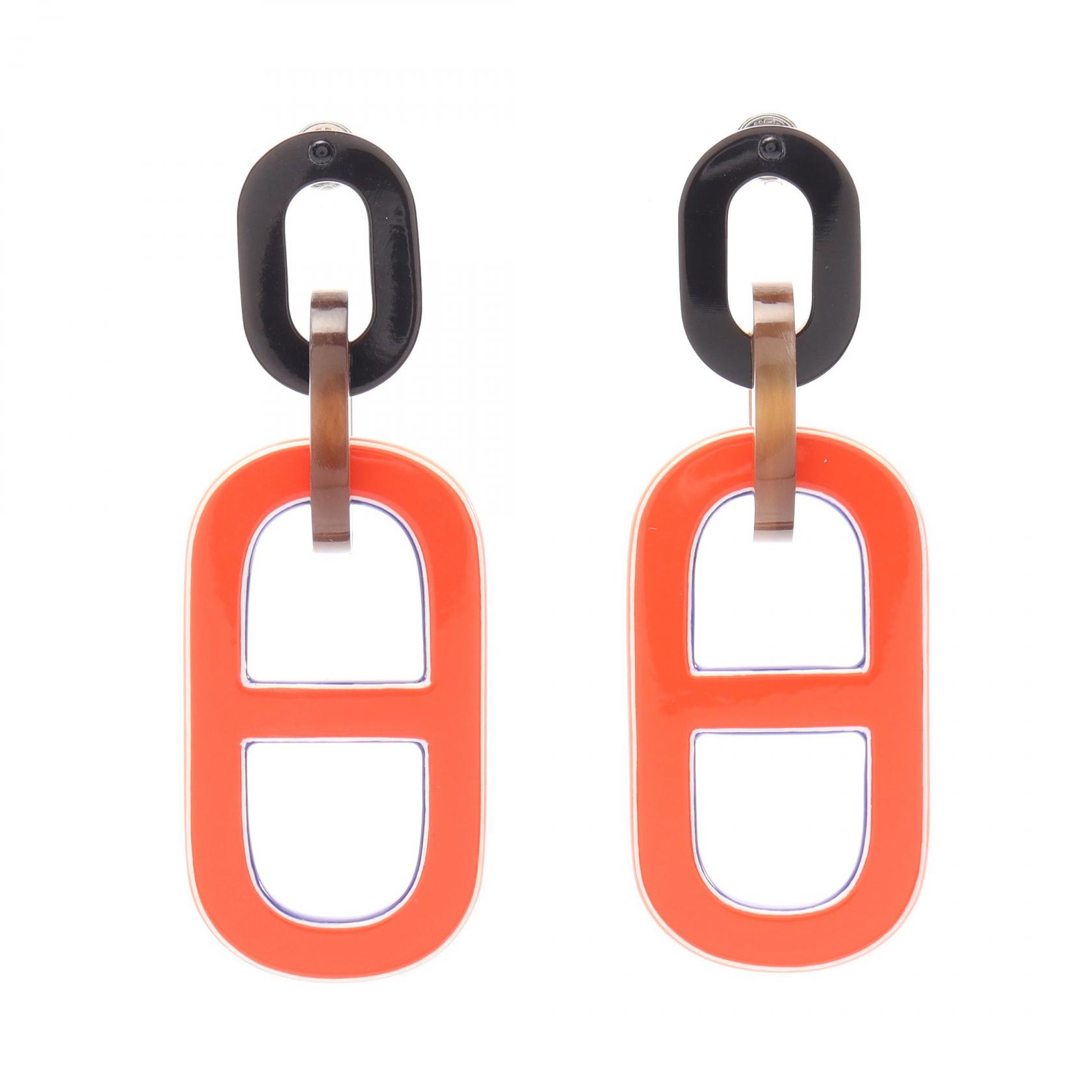 エルメス HERMES シェーヌダンクル ピアス ジュエリー プラスチック レディース オレンジ系 / ブラウン系 / マルチカラー 【中古】｜Mike Museum