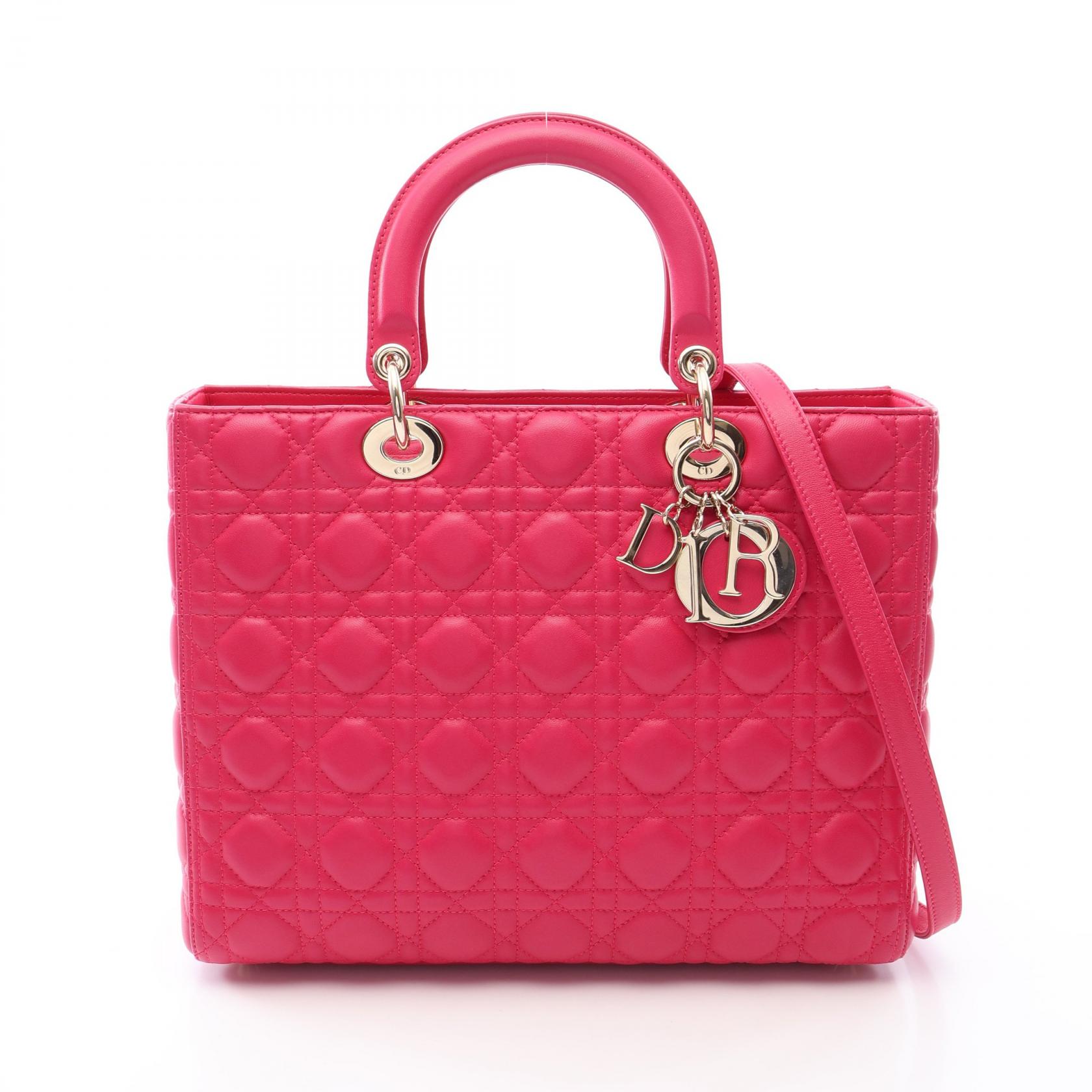 ディオール Dior レディディオール ラージ カナージュ 2WAY ハンドバッグ バッグ レザー レディース ピンク系 【中古】｜Mike Museum