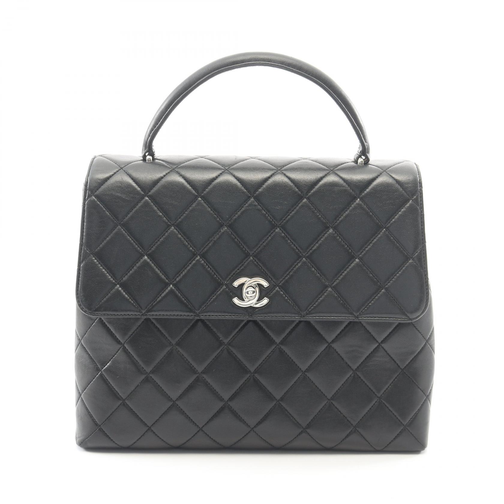シャネル CHANEL マトラッセ トップハンドル ハンドバッグ バッグ ラムスキン（羊革） レディース ブラック系 【中古】｜Mike Museum