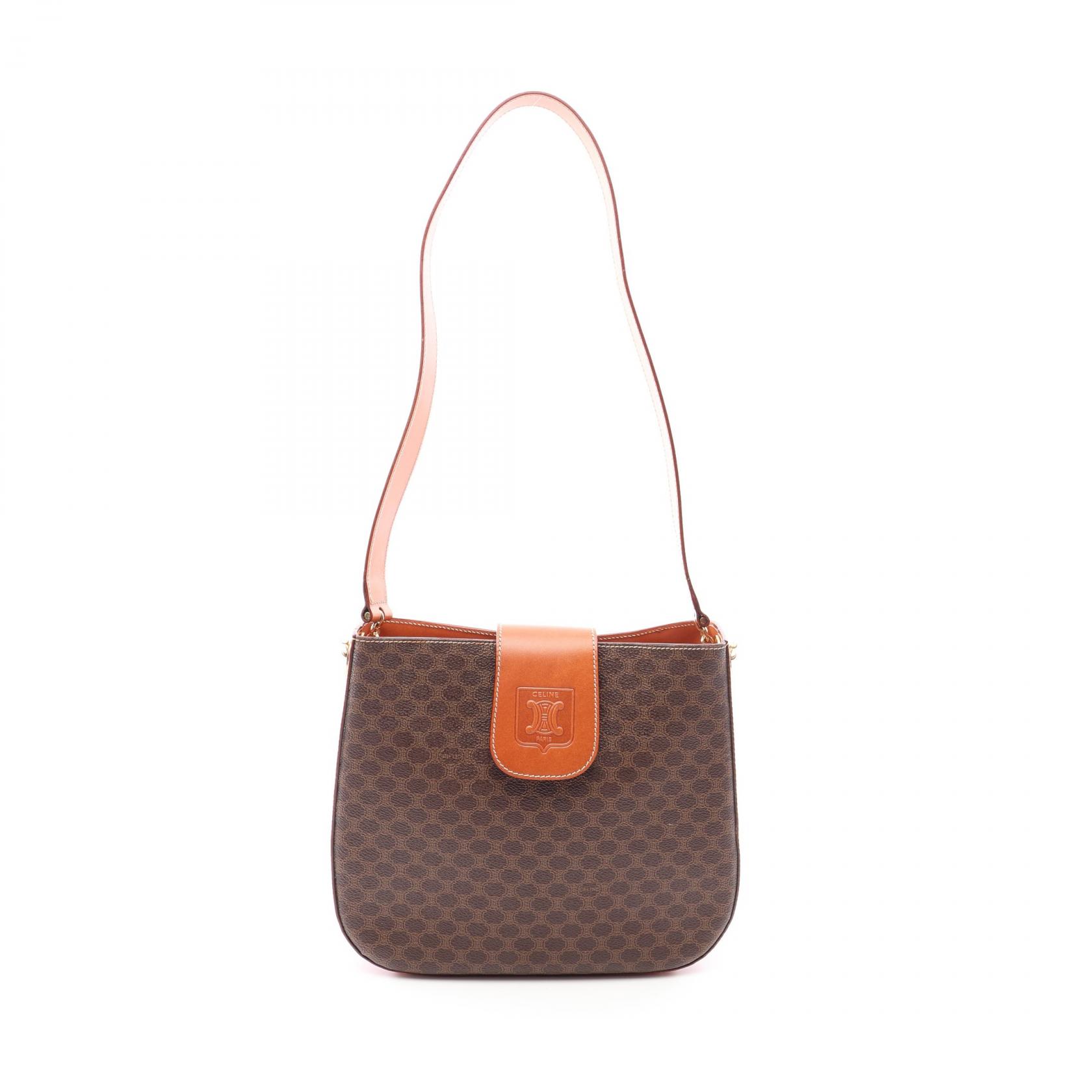セリーヌ CELINE マカダム ワンショルダーバッグ ショルダーバッグ バッグ PVCコーティングキャンバス レザー レディース ブラウン系 【中古】｜Mike Museum