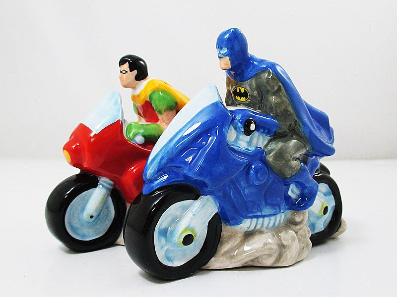 ◎【 BATMAN バットマン 】 ソルト＆ペッパー 陶器製 『 バットマン＆ロビン 』 WESTLAND・ウェストランド社・塩コショウ入れ・DCコミック・DC・アメキャラ・アメコミ・アメリカン雑貨・アメリカ雑貨・アメ雑画像