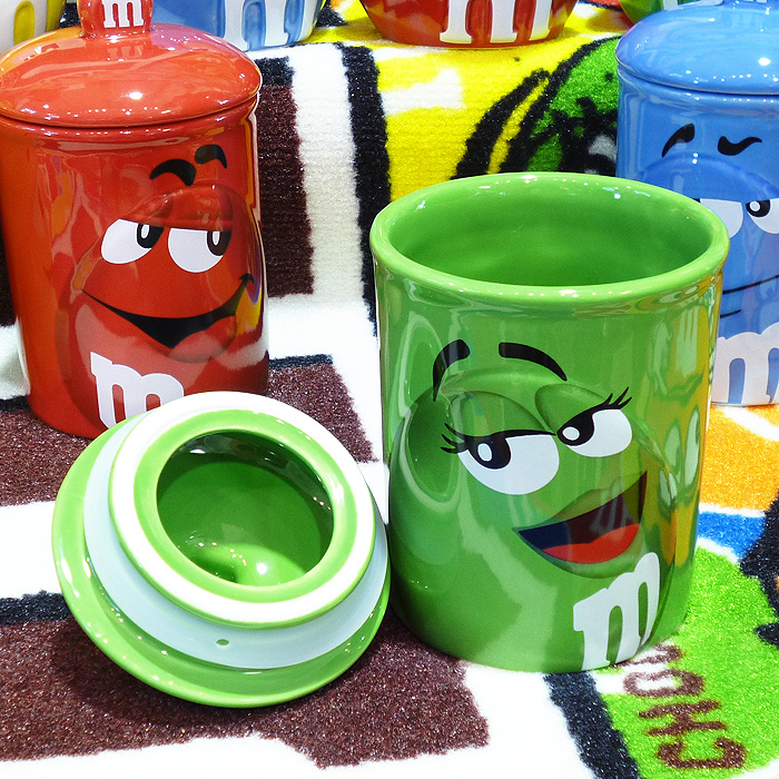 ◎【 m&m's / エムアンドエムズ】 クッキージャー 【グリーン】 陶器製