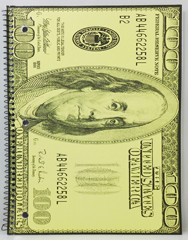 楽天市場 100ドル札 100 リング ノート ｓサイズ 札束 アメリカン雑貨 アメリカ雑貨 アメ雑 アメリカ雑貨 マイクのおもちゃ箱