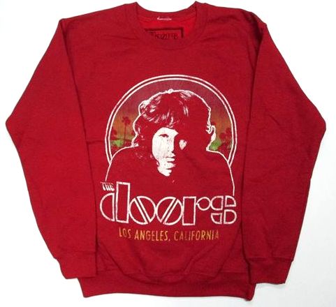◎【 THE doors/ドーアズ 】 『 ジム モリソン ロサンゼルス カリフォルニア(RD) / 裏起毛 プリント トレーナー 』 プルオーバー 長袖 スウェット 冬服 トレーナー 人気 band ロックバンド California アーティスト 冬物 海外 rock アメリカ雑貨 アメ雑 雑貨