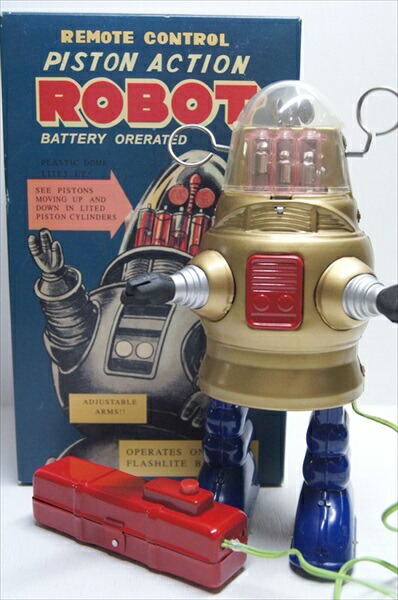 楽天市場】◎【ブリキ玩具/Tin Toy】『 HAHATOY PISTON ACTION ROBOT シルバー / リモコン式 ブリキ 』ブリキ  ティントイ Tin Toy ROBOT HAHATOY ピストンロボット 日本製 当時物 アメ雑 雑貨 : アメリカ雑貨 マイクのおもちゃ箱